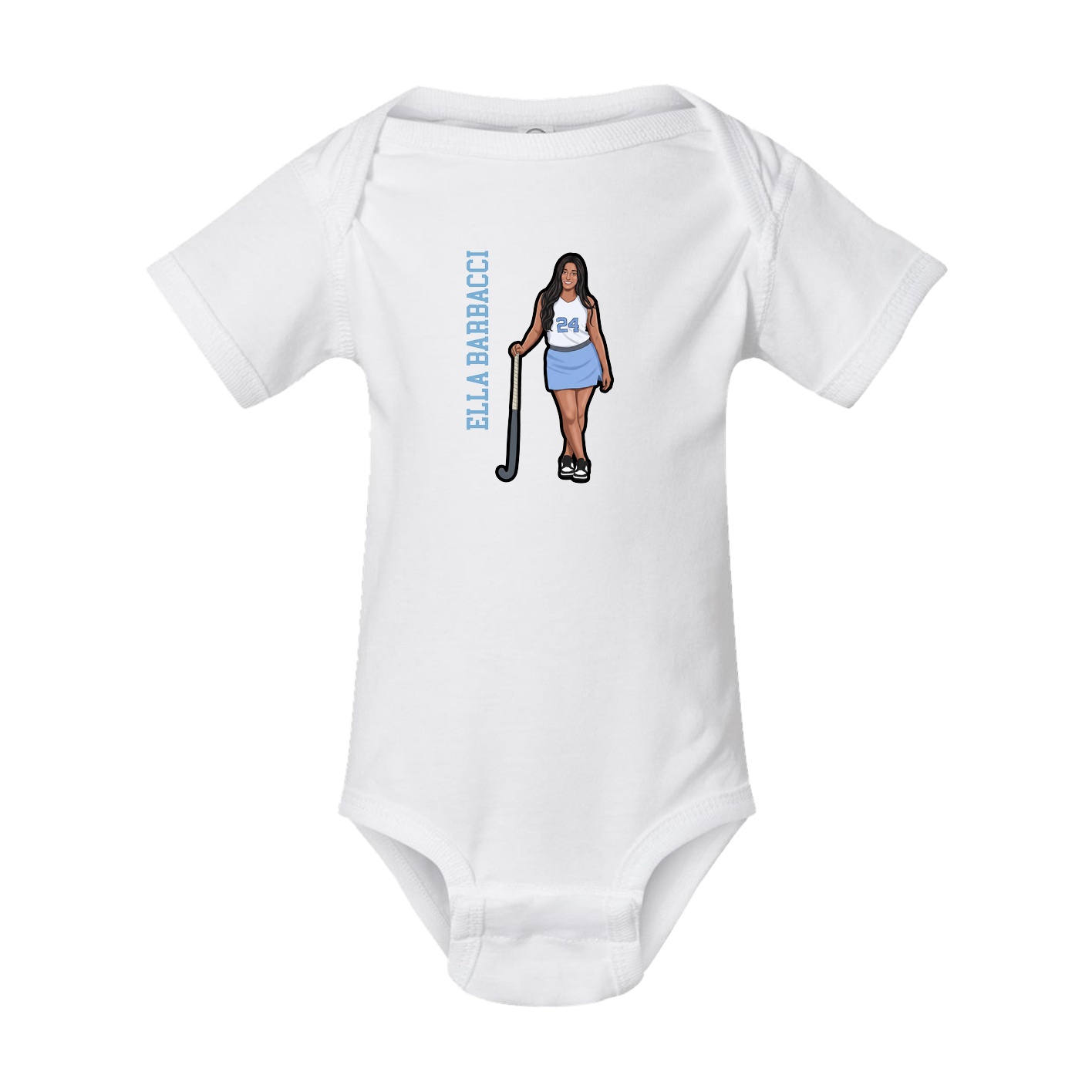 Baby Onesie — Name Vertical in White
