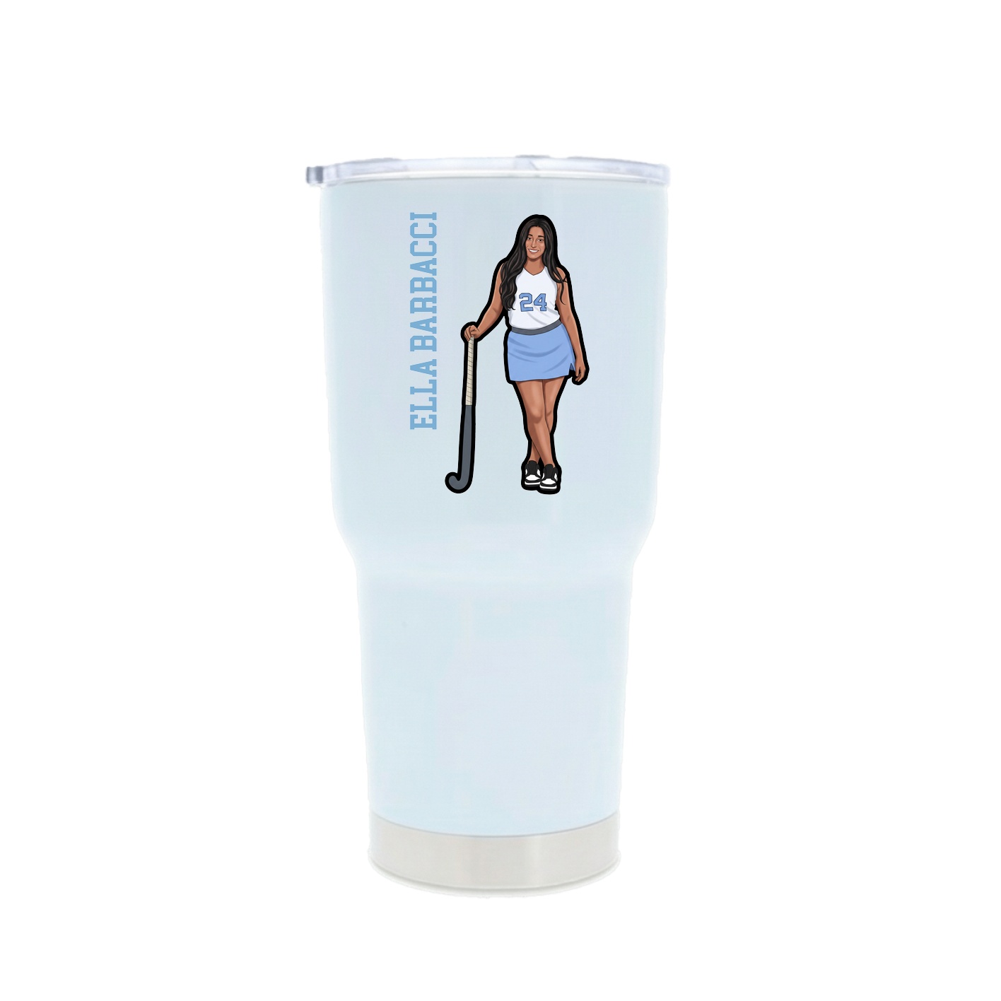 30oz Stainless Steel Tumbler — Name Vertical in White