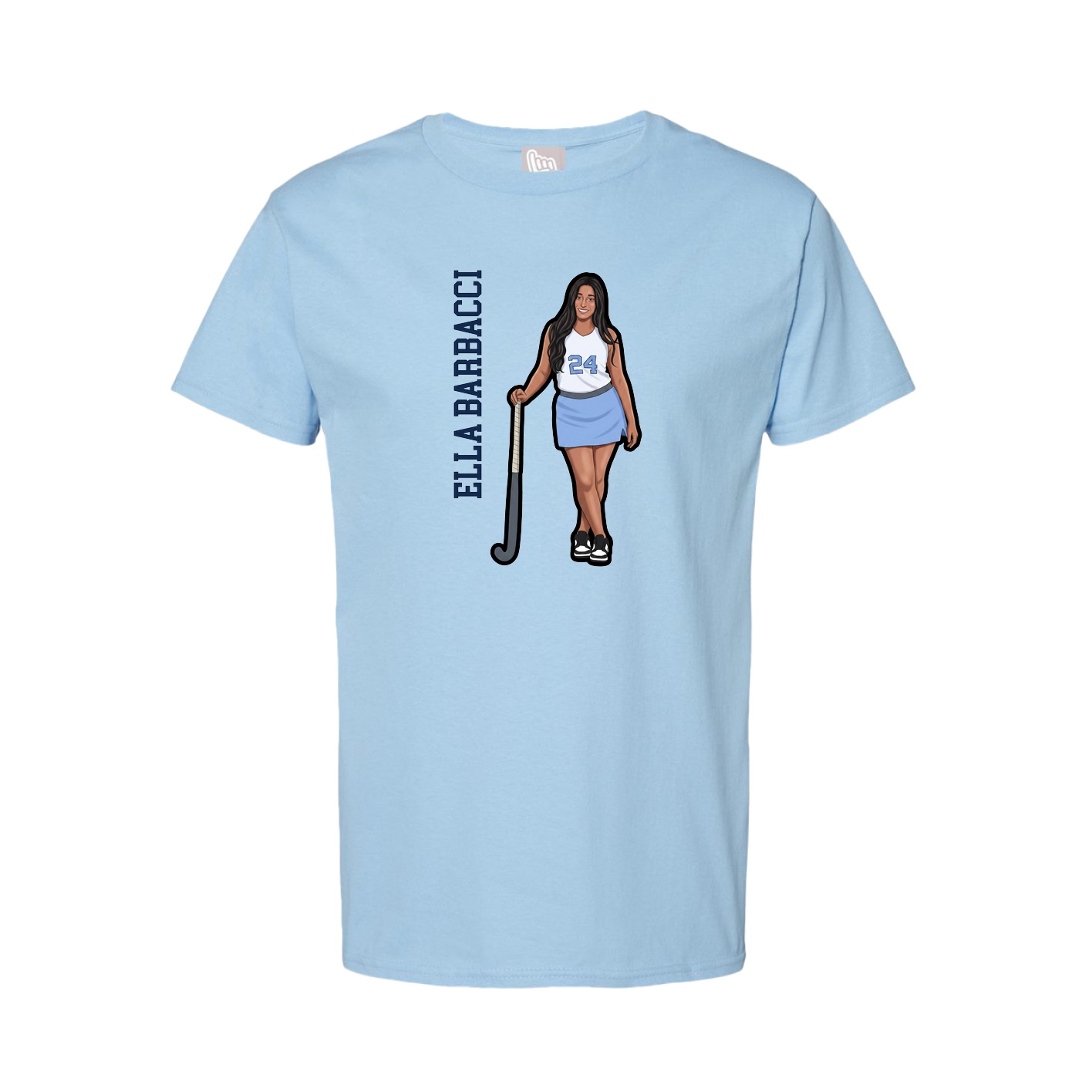 Youth Tee — Name Vertical in Light Blue