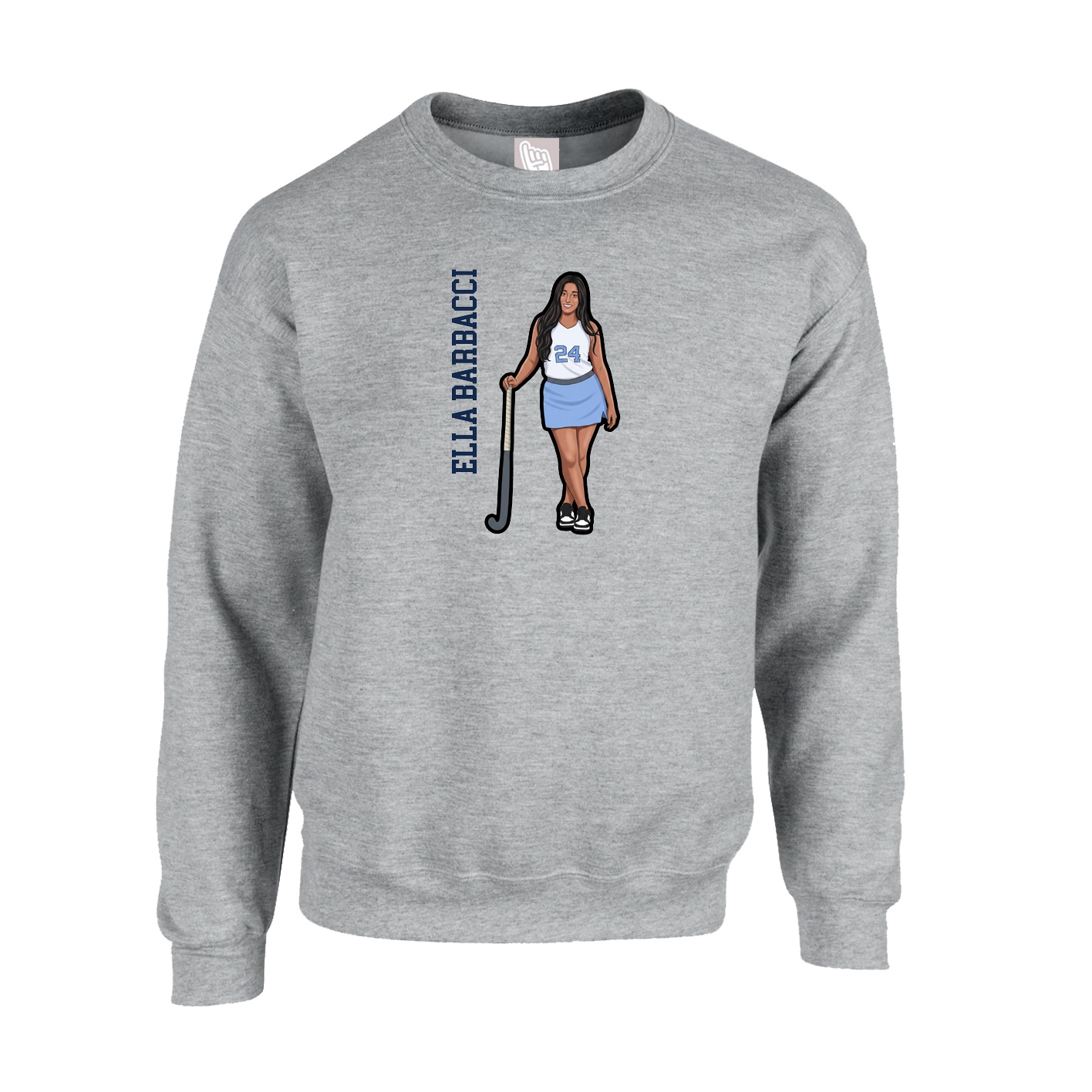Fleece Crew — Name Vertical in Grey