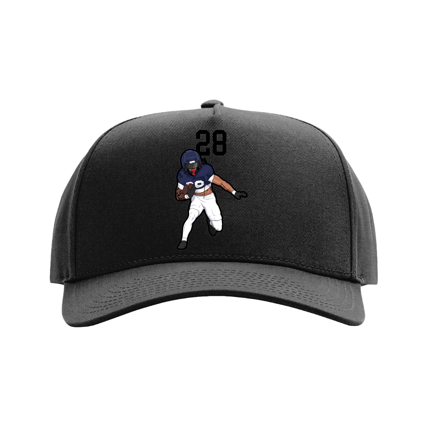 Full Fabric Five-Panel Champ Cap — Number Top in Black