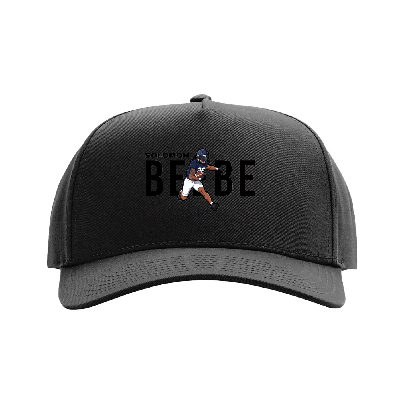 Full Fabric Five-Panel Champ Cap — Player Name in Black