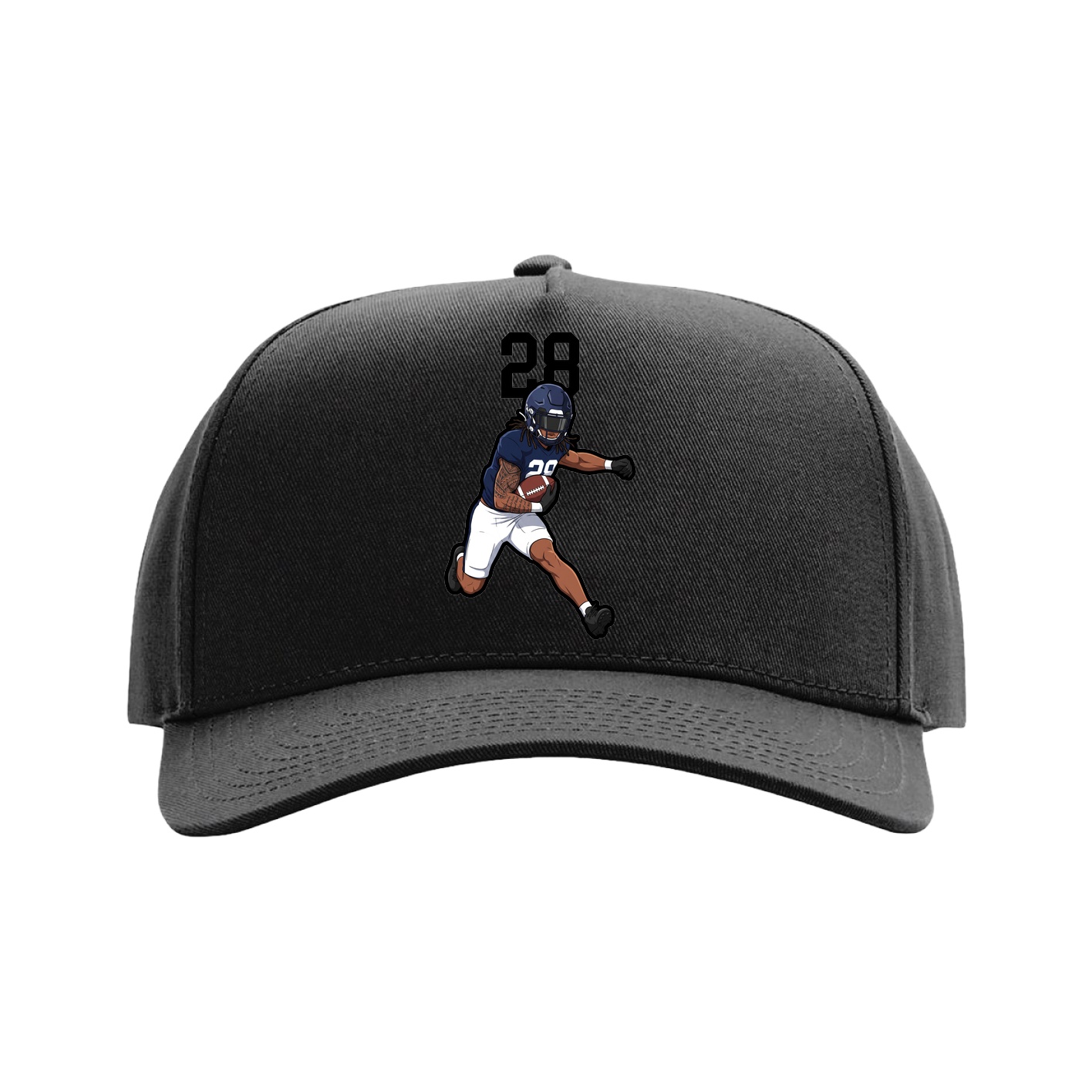 Full Fabric Five-Panel Champ Cap — Number Top in Black