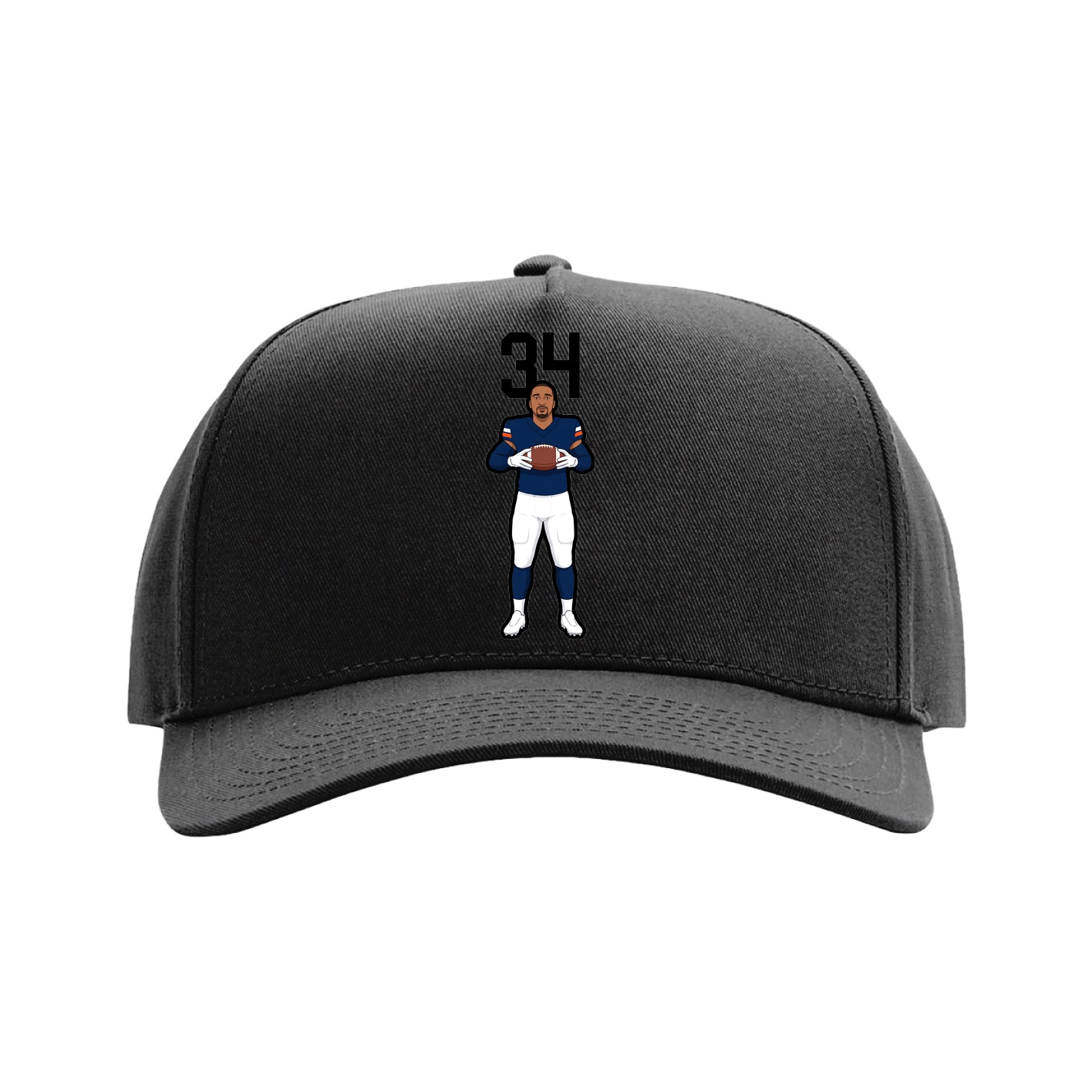Full Fabric Five-Panel Champ Cap — Number Top in Black