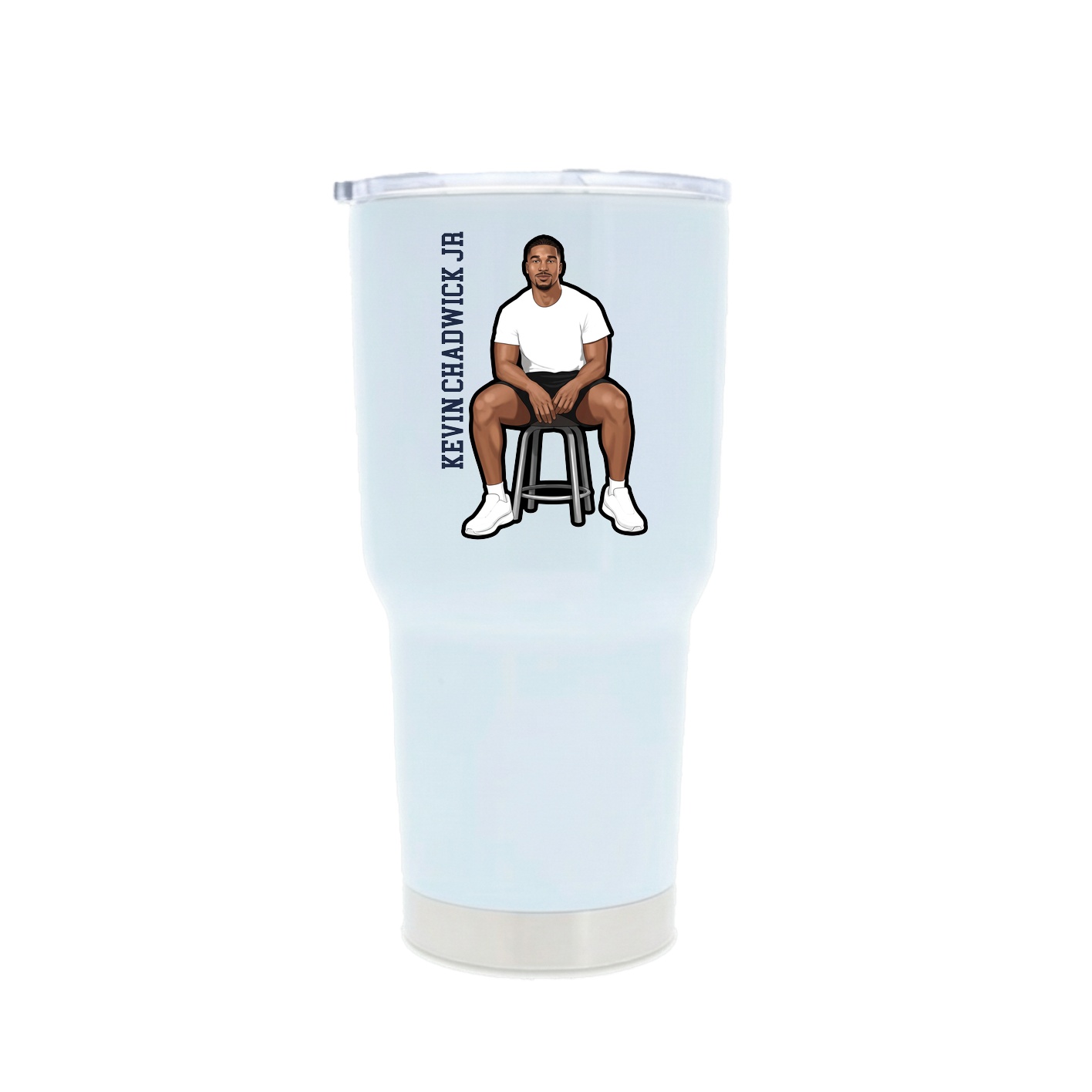 30oz Stainless Steel Tumbler — Name Vertical in White