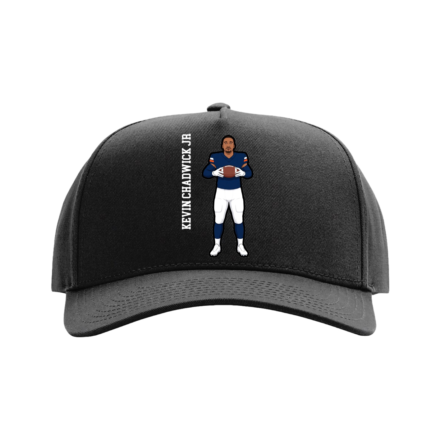 Full Fabric Five-Panel Champ Cap — Name Vertical in Black
