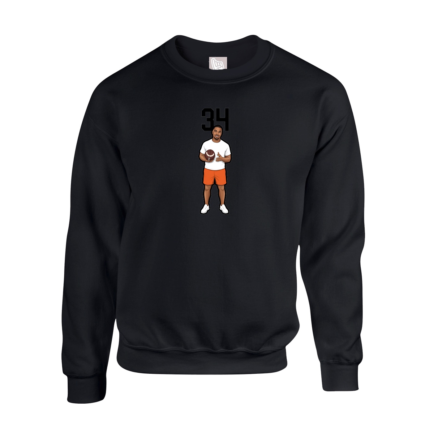 Fleece Crew — Number Top in Black