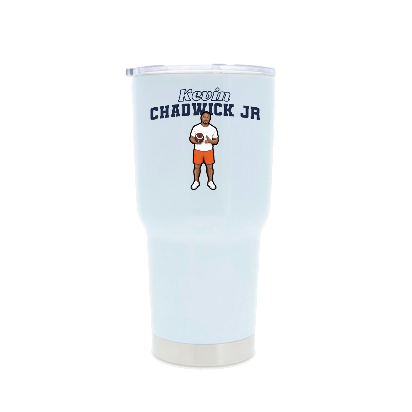 30oz Stainless Steel Tumbler — Name Arch in White
