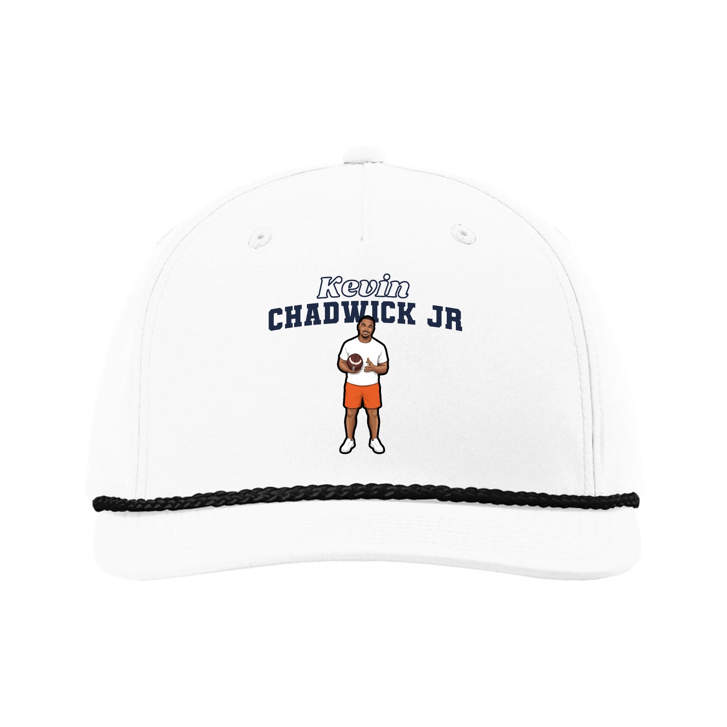 Five-Panel Classic Rope Cap — Name Arch in White
