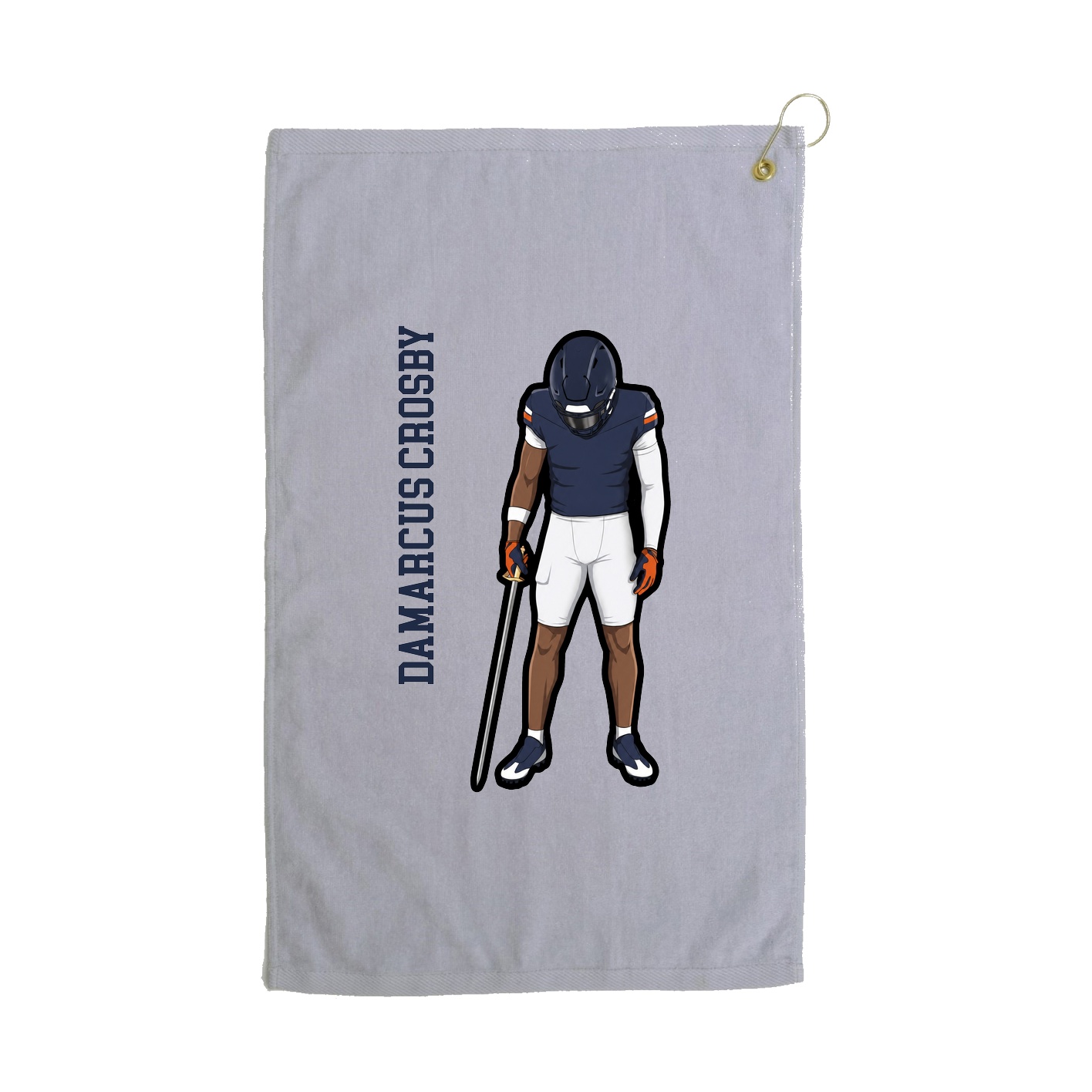 Golf Towel — Name Vertical in Grey