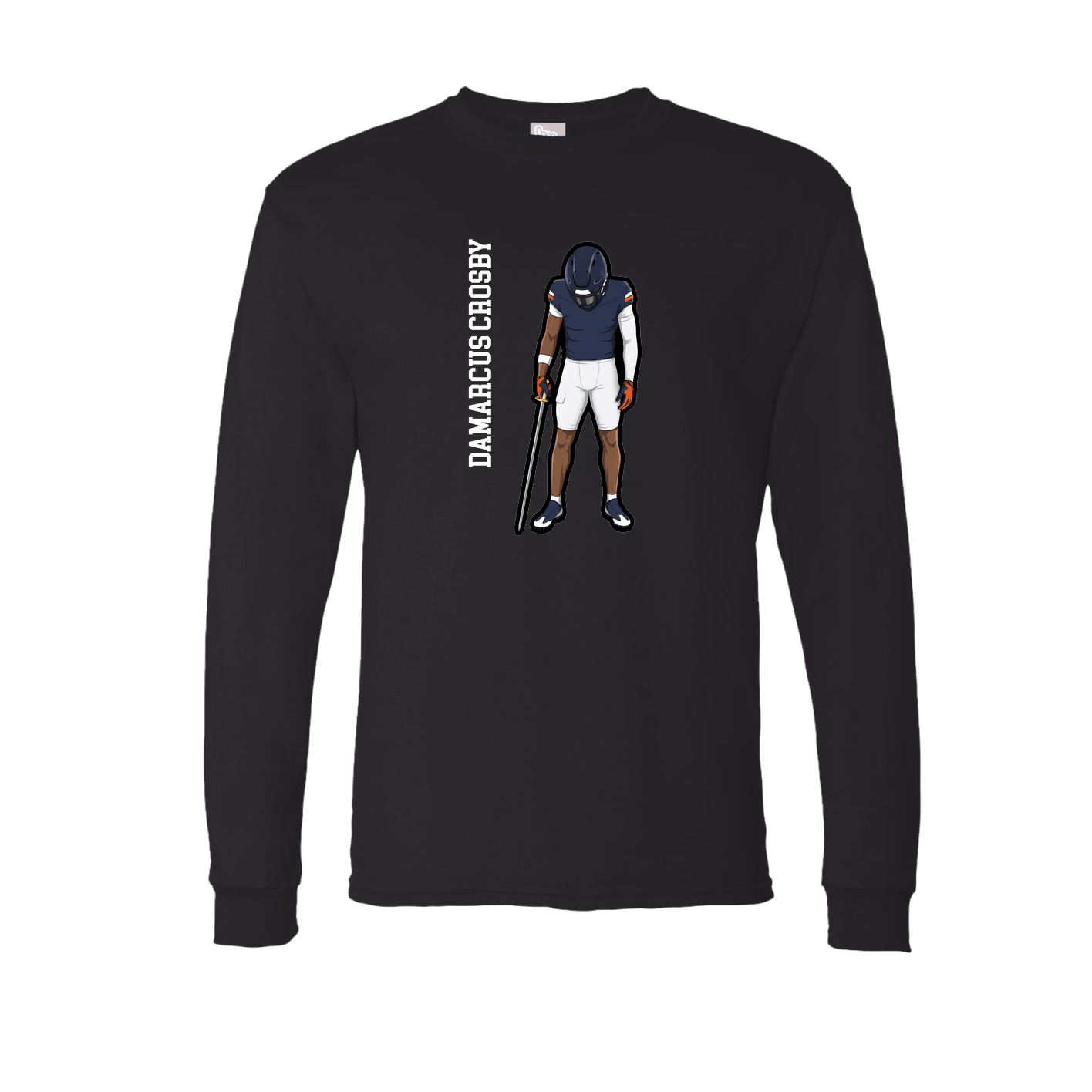 Long Sleeve Tee — Name Vertical in Black