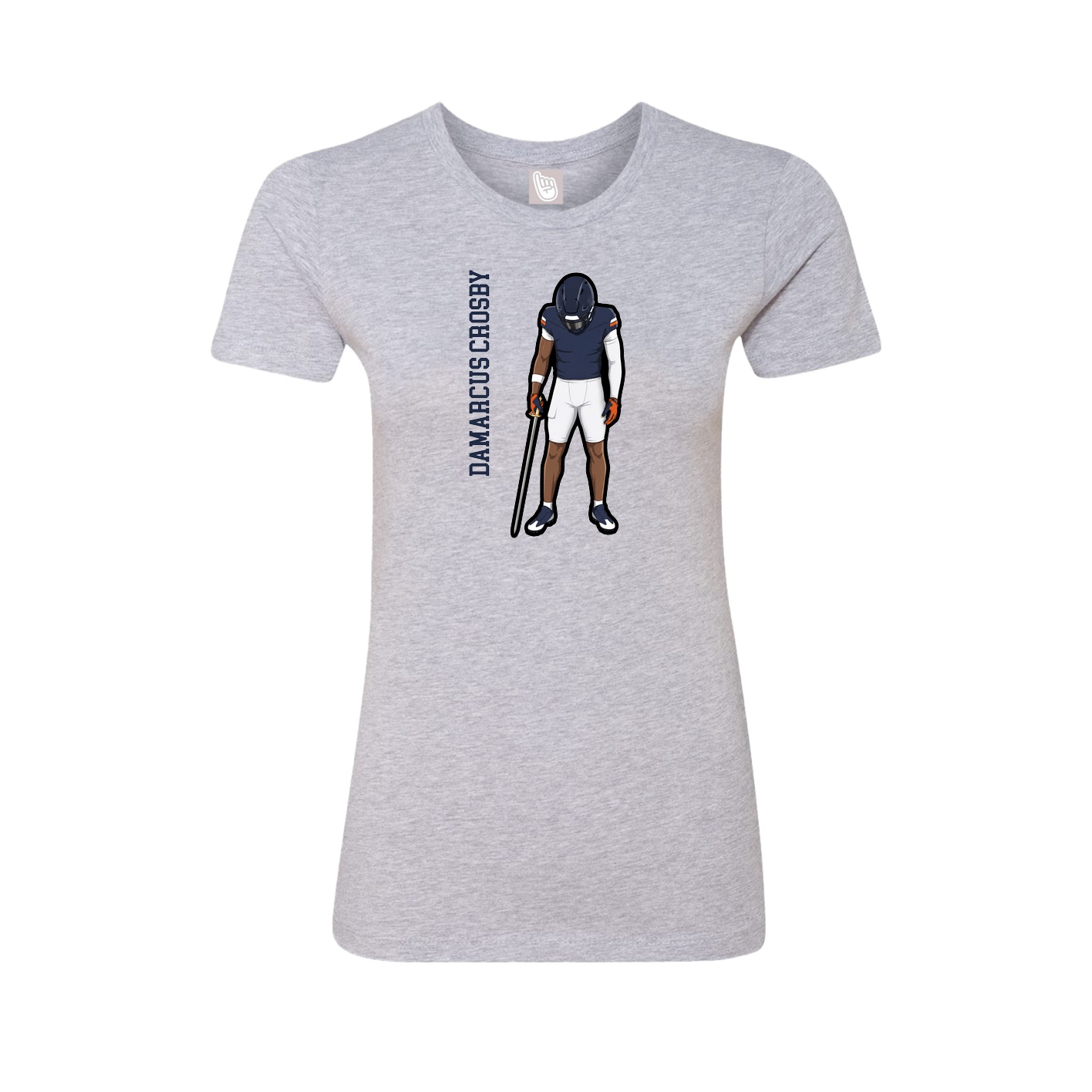 Fitted Women's Tee — Name Vertical in Grey