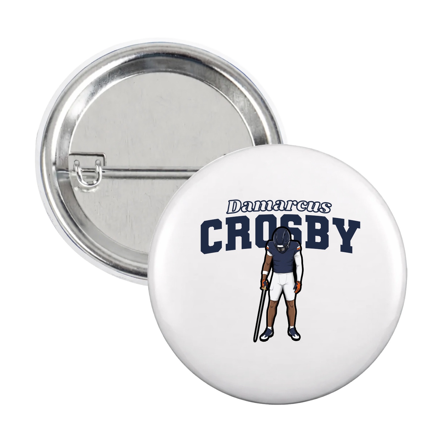 Game Day Button — Name Arch in White