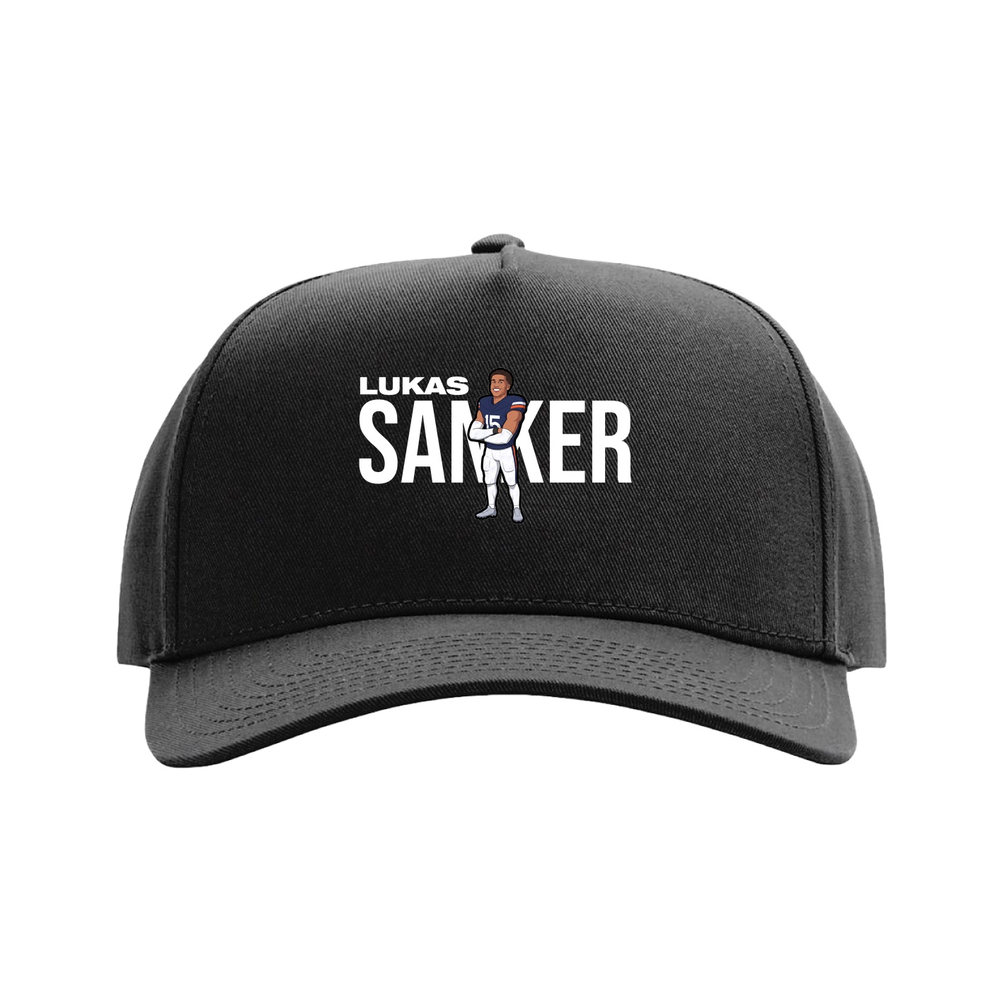 Full Fabric Five-Panel Champ Cap — Player Name in Black