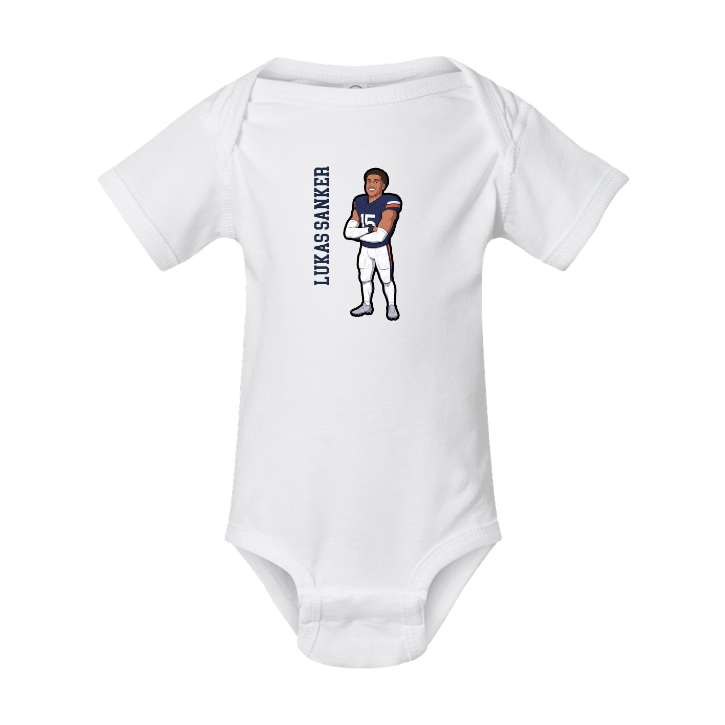 Baby Onesie — Name Vertical in White