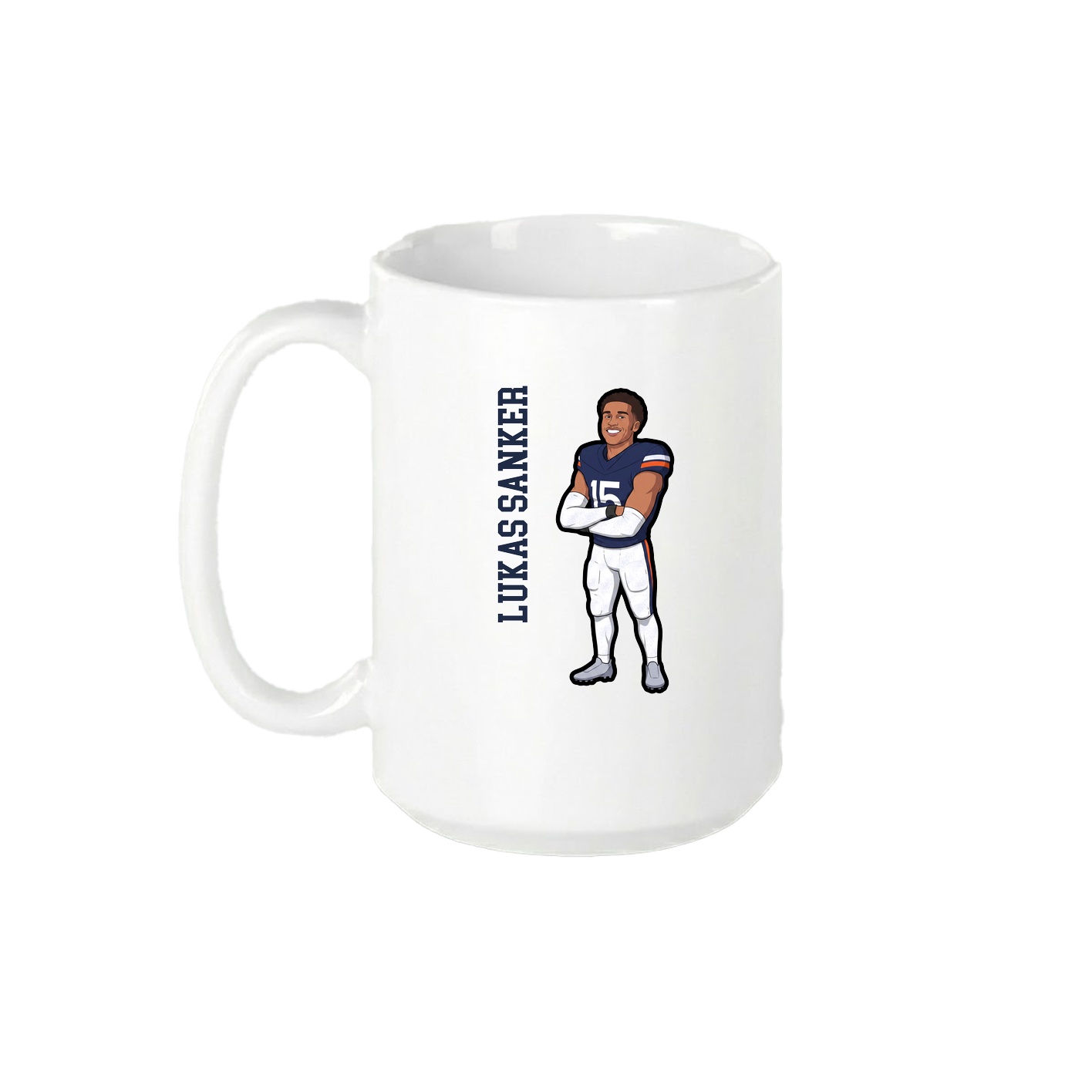 15oz Coffee Mug — Name Vertical in White