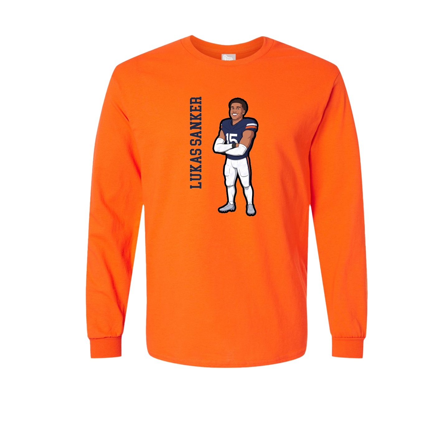 Long Sleeve Tee — Name Vertical in Orange