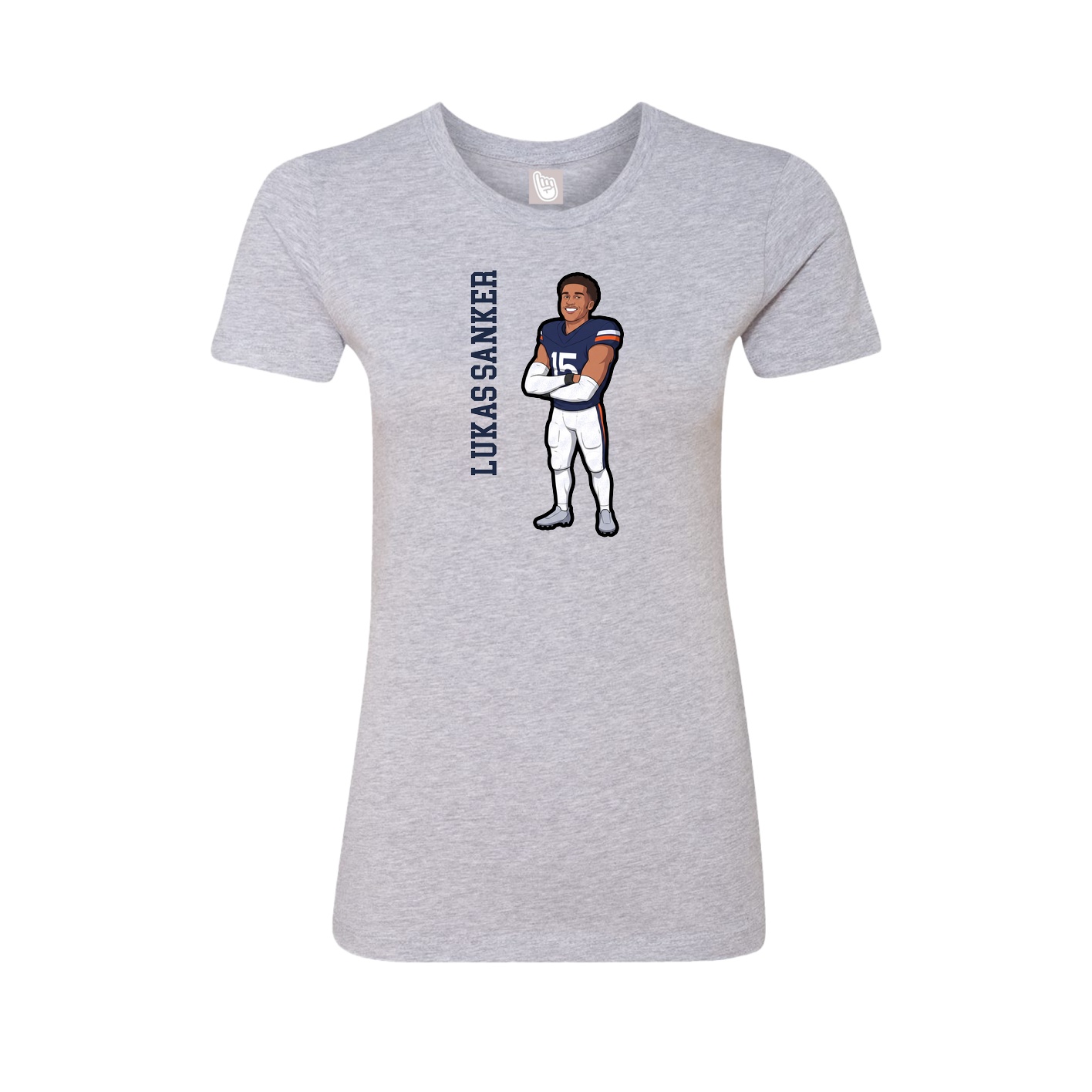 Fitted Women's Tee — Name Vertical in Grey