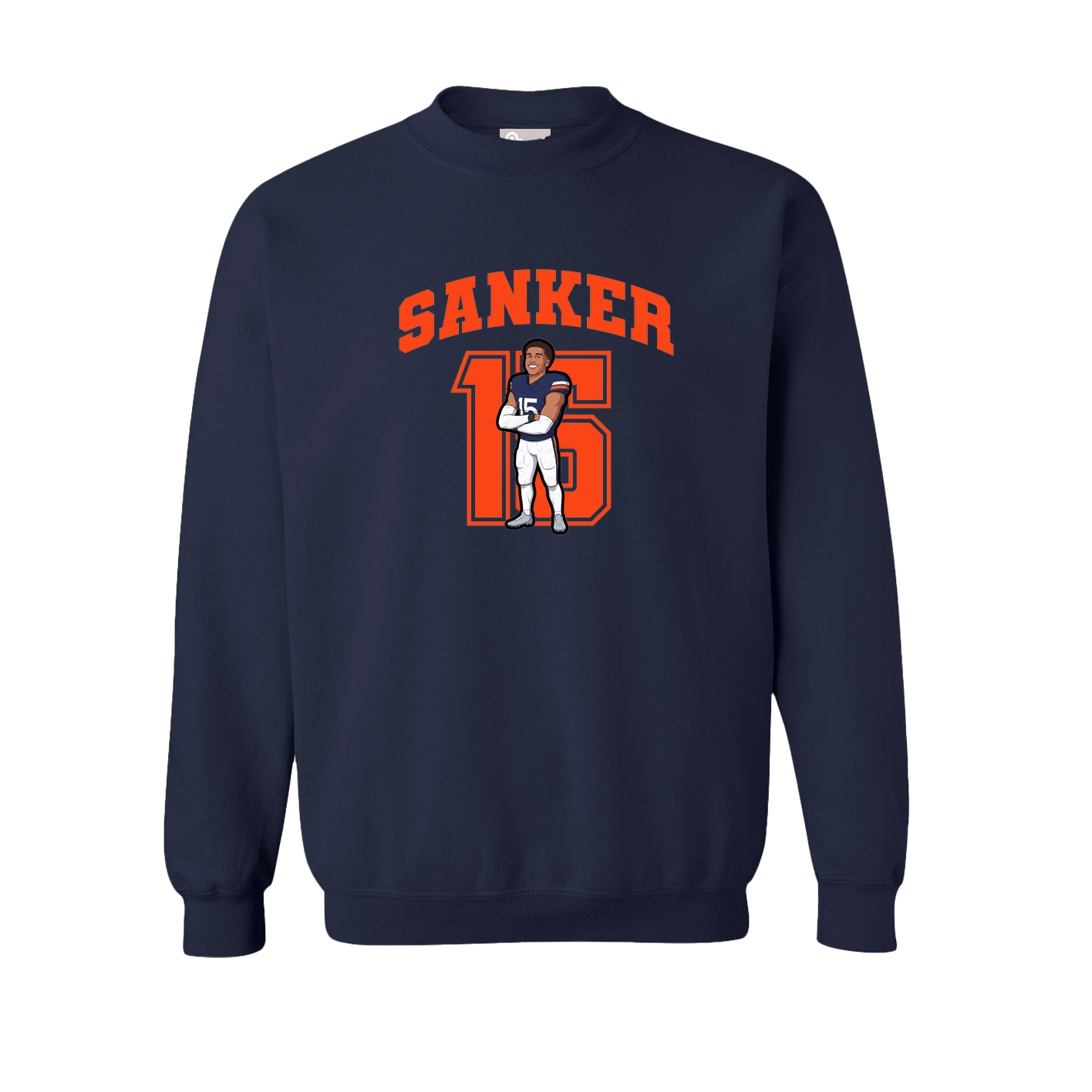 Fleece Crew — Number in Navy