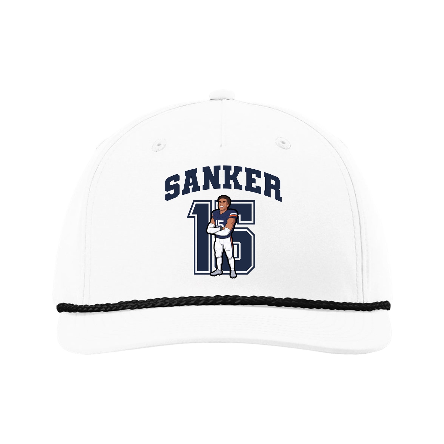 Five-Panel Classic Rope Cap — Number in White