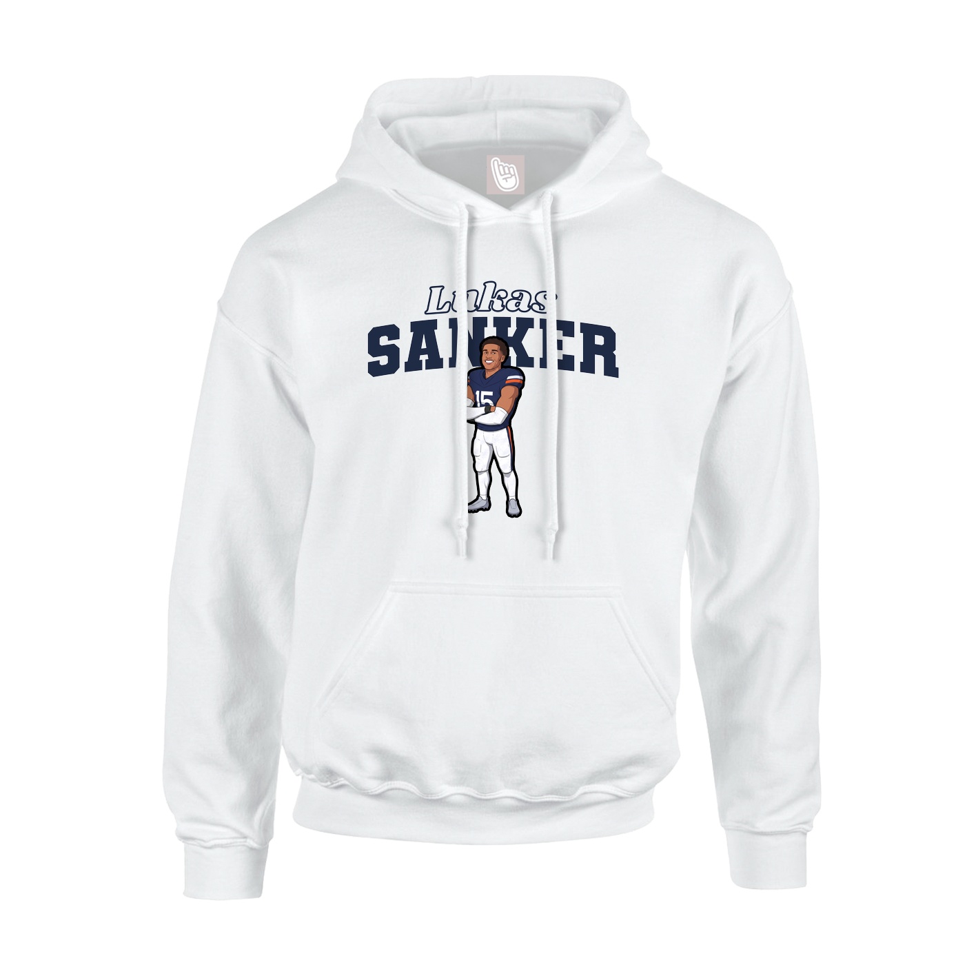 Youth Hoodie — Name Arch in White