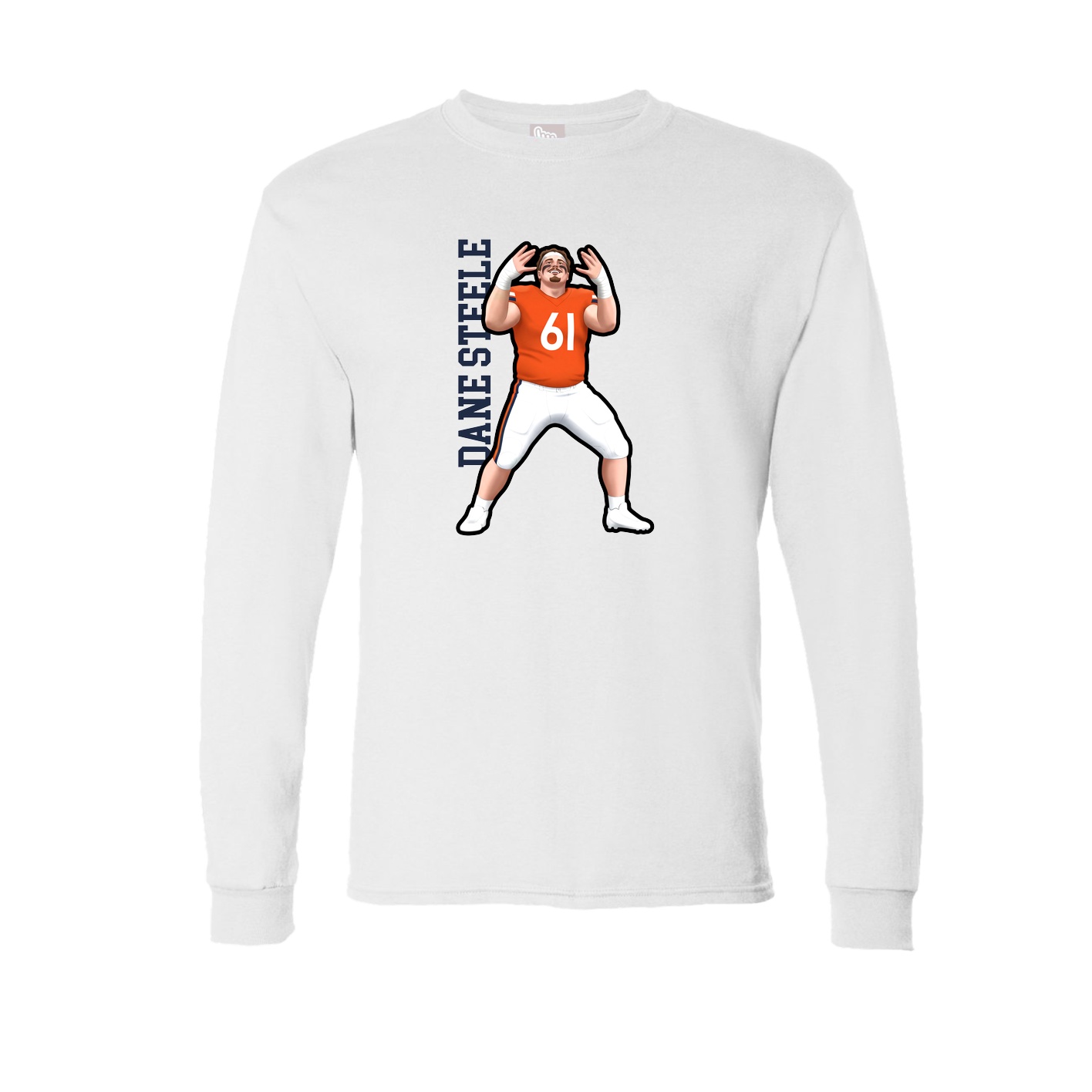 Long Sleeve Tee — Name Vertical in White
