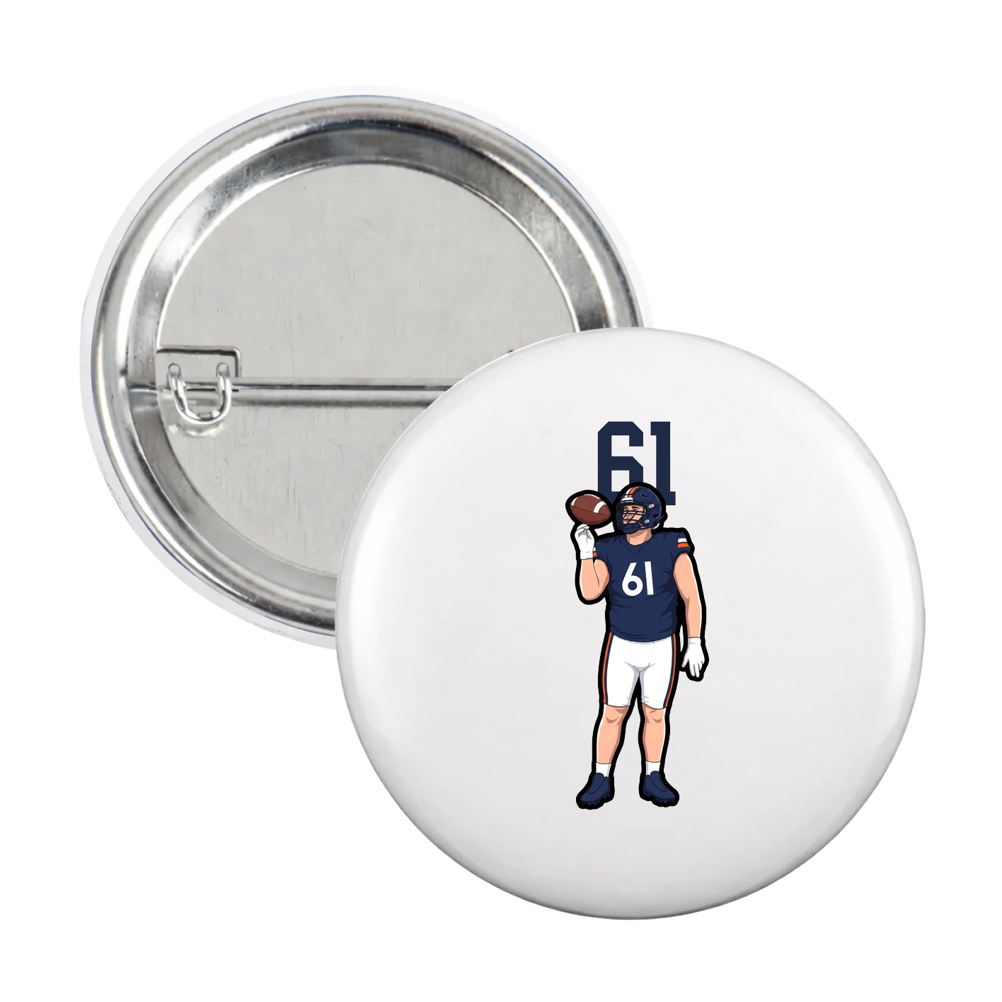 Game Day Button — Number Top in White