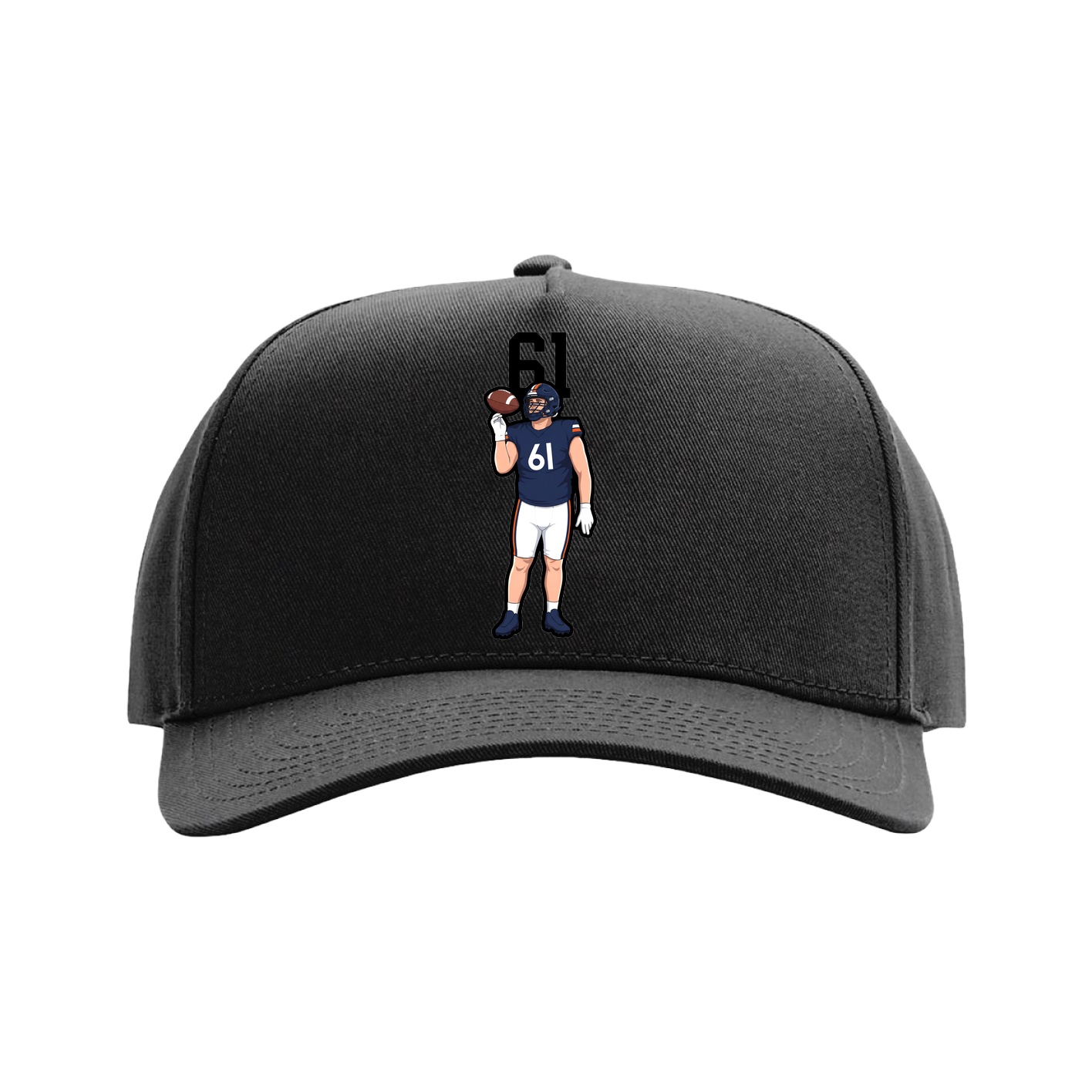 Full Fabric Five-Panel Champ Cap — Number Top in Black