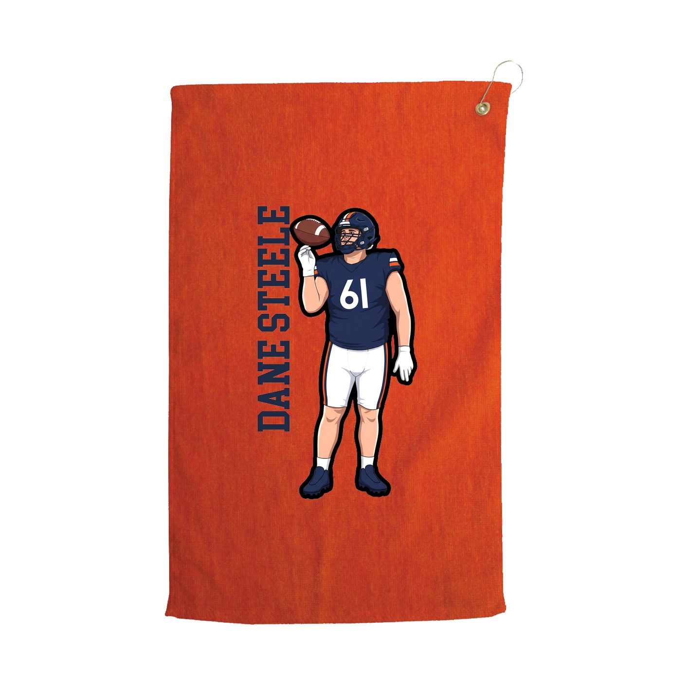 Golf Towel — Name Vertical in Orange