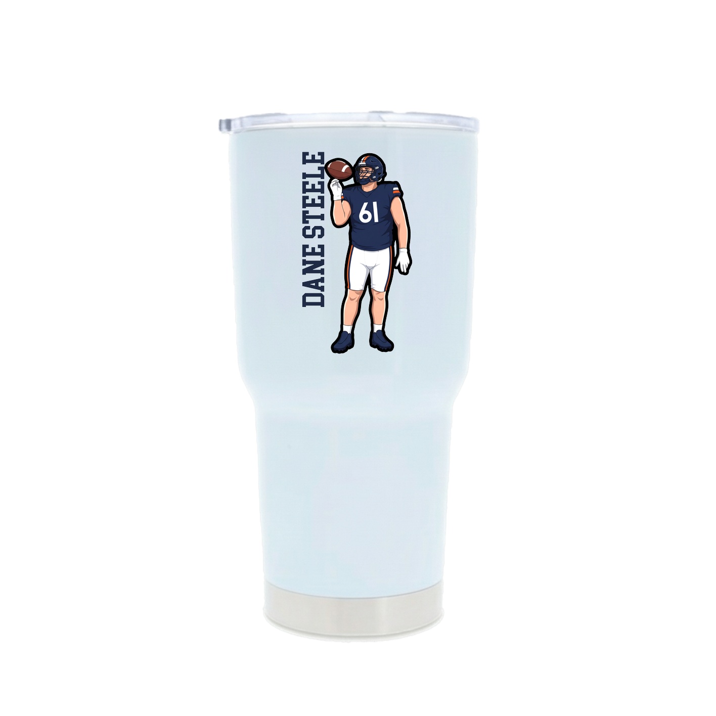 30oz Stainless Steel Tumbler — Name Vertical in White
