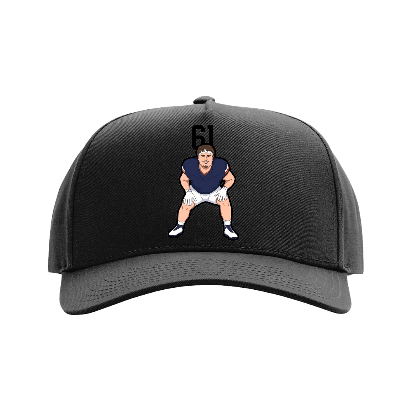 Full Fabric Five-Panel Champ Cap — Number Top in Black