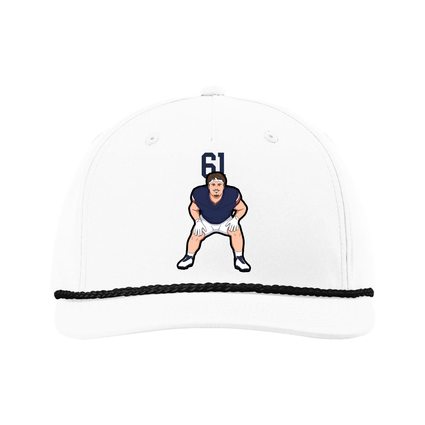 Five-Panel Classic Rope Cap — Number Top in White