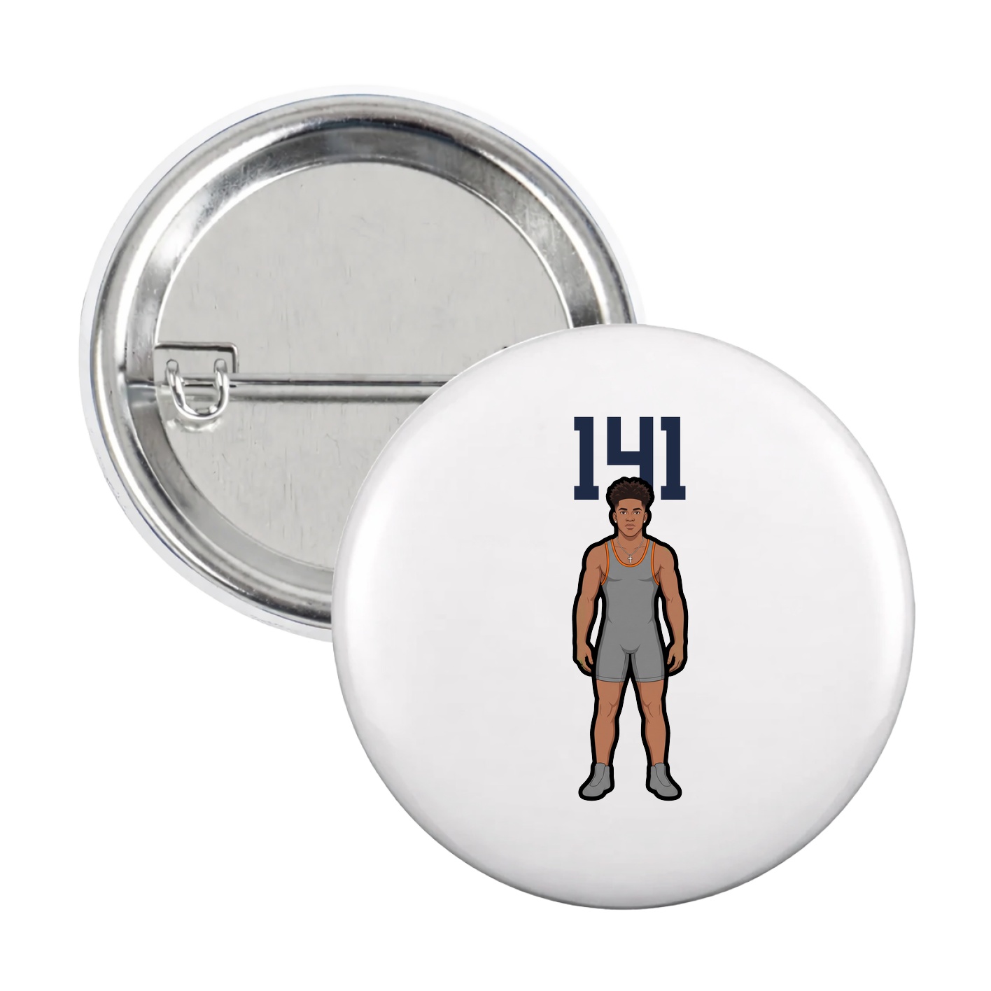 Game Day Button — Number Top in White