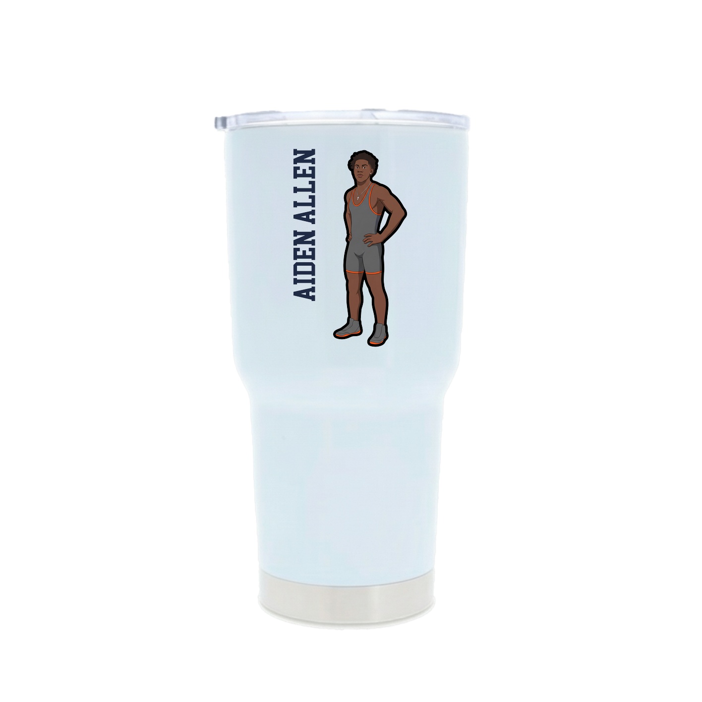 30oz Stainless Steel Tumbler — Name Vertical in White