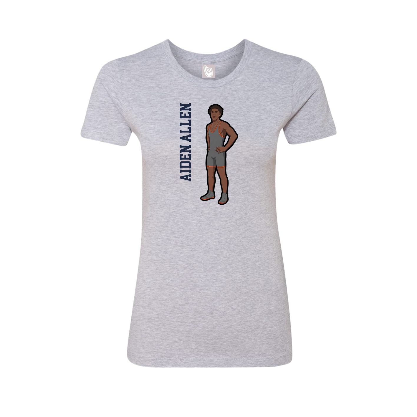 Fitted Women's Tee — Name Vertical in Grey