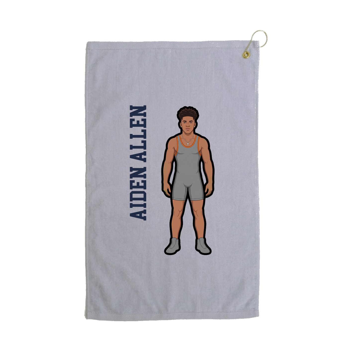 Golf Towel — Name Vertical in Grey
