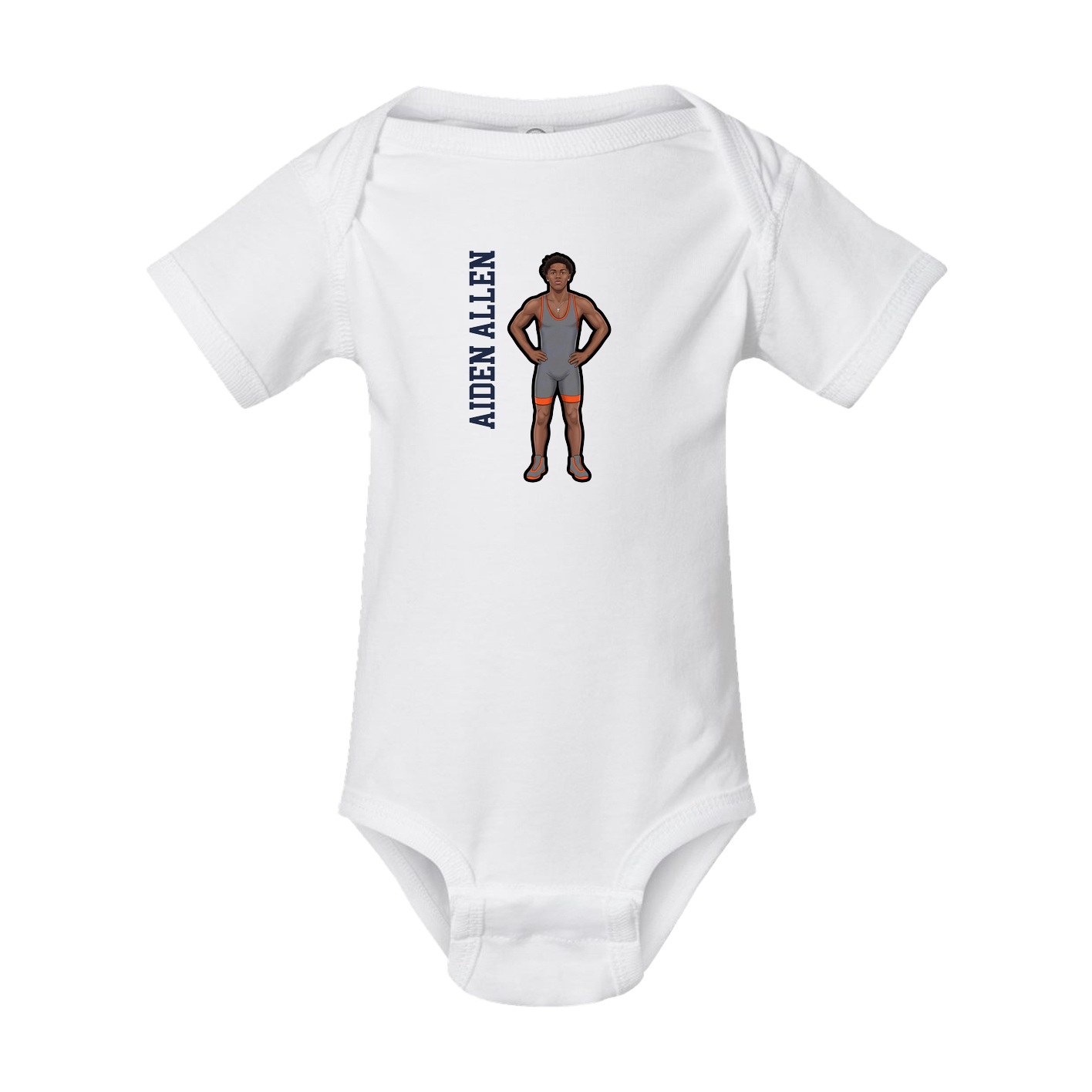 Baby Onesie — Name Vertical in White