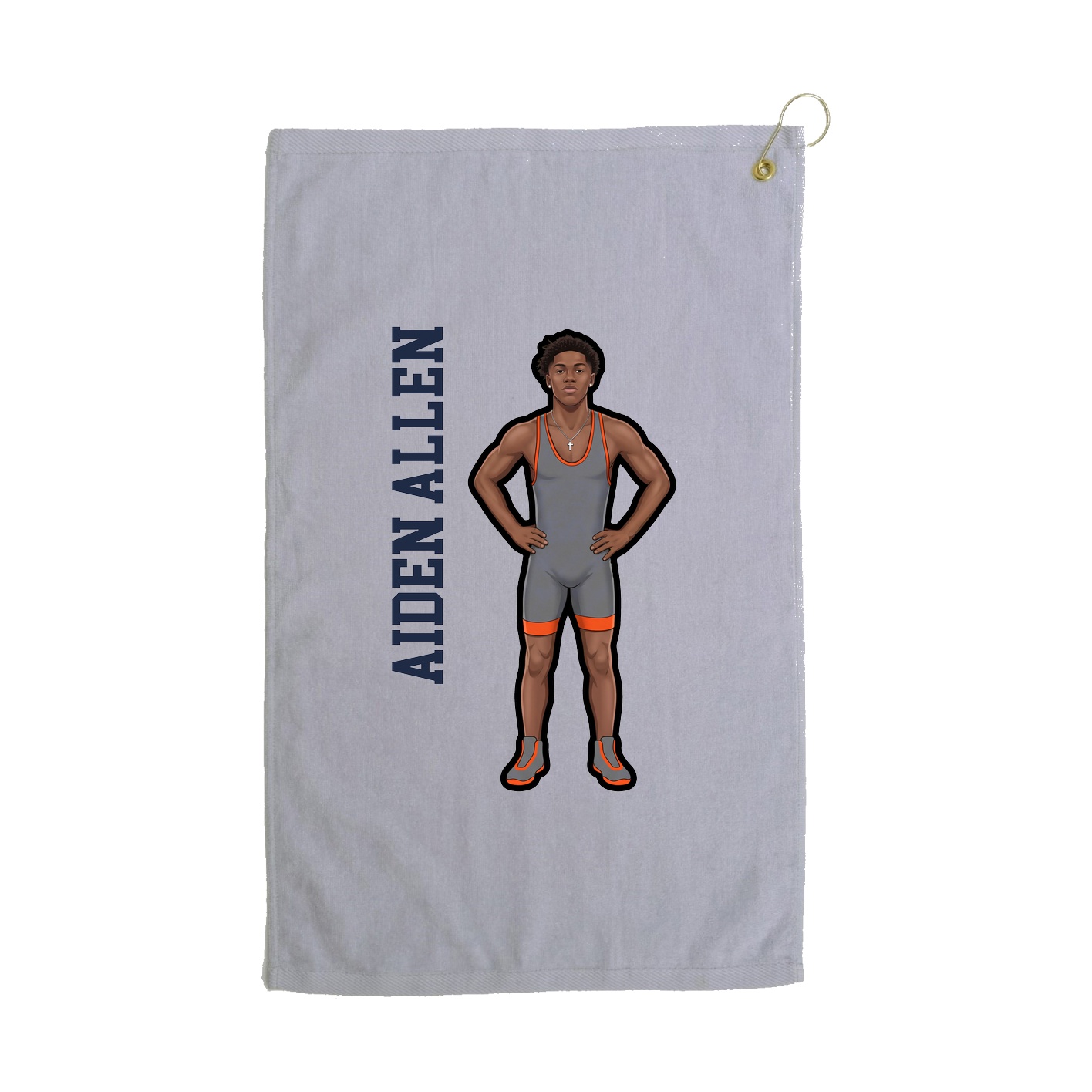 Golf Towel — Name Vertical in Grey
