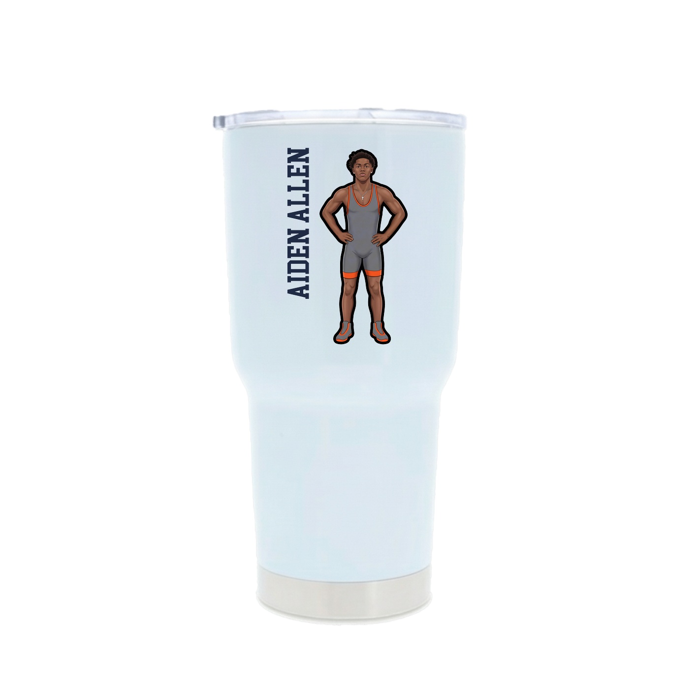 30oz Stainless Steel Tumbler — Name Vertical in White