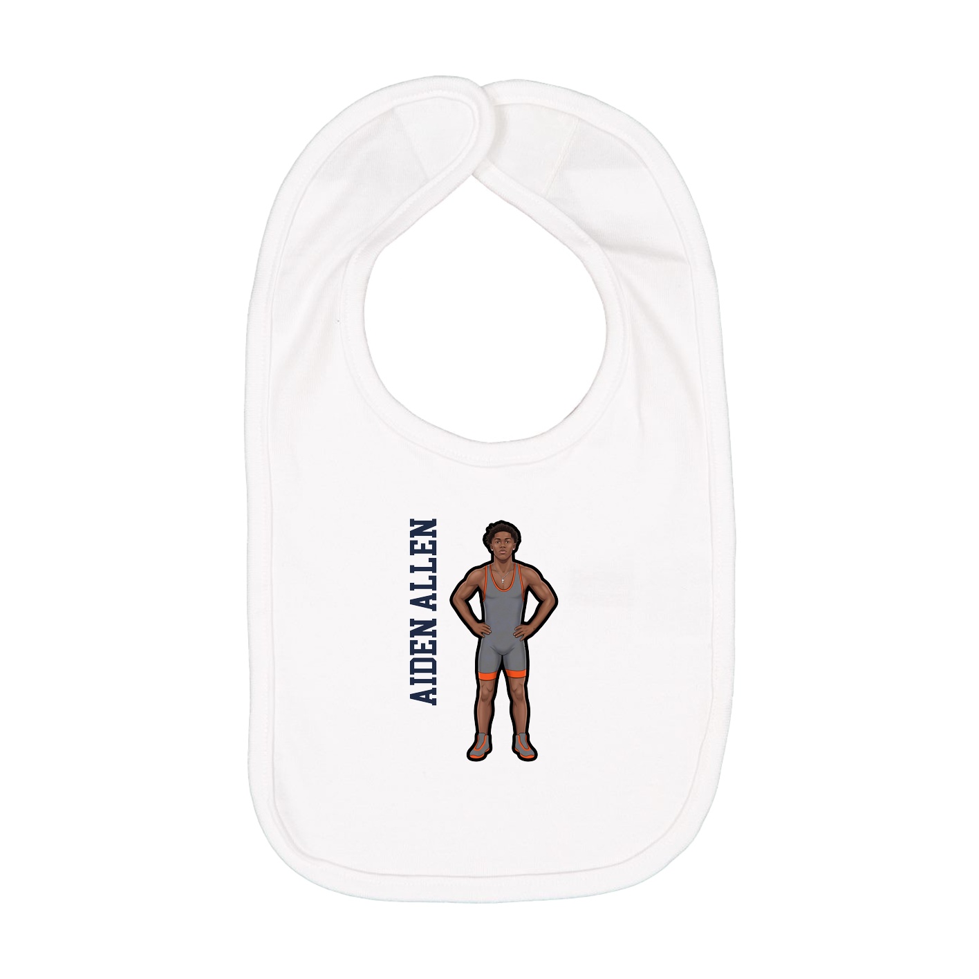 Infant Bib — Name Vertical in White