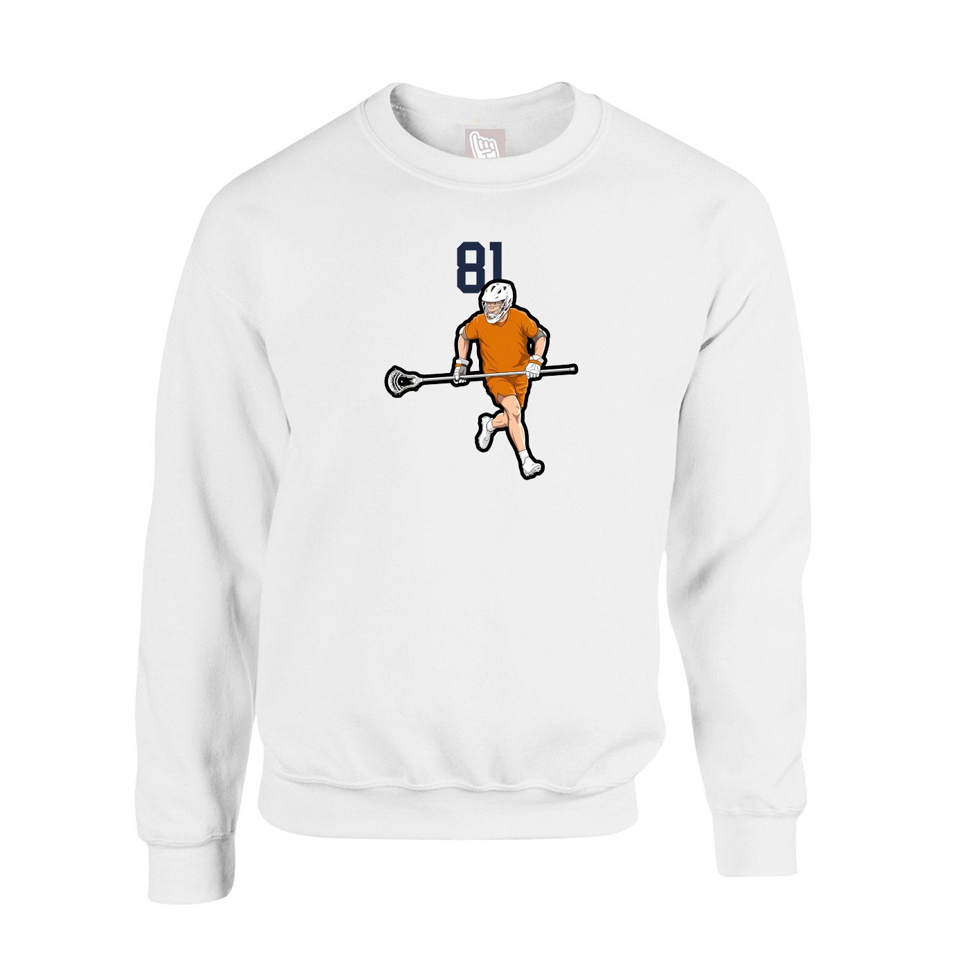 Fleece Crew — Number Top in White