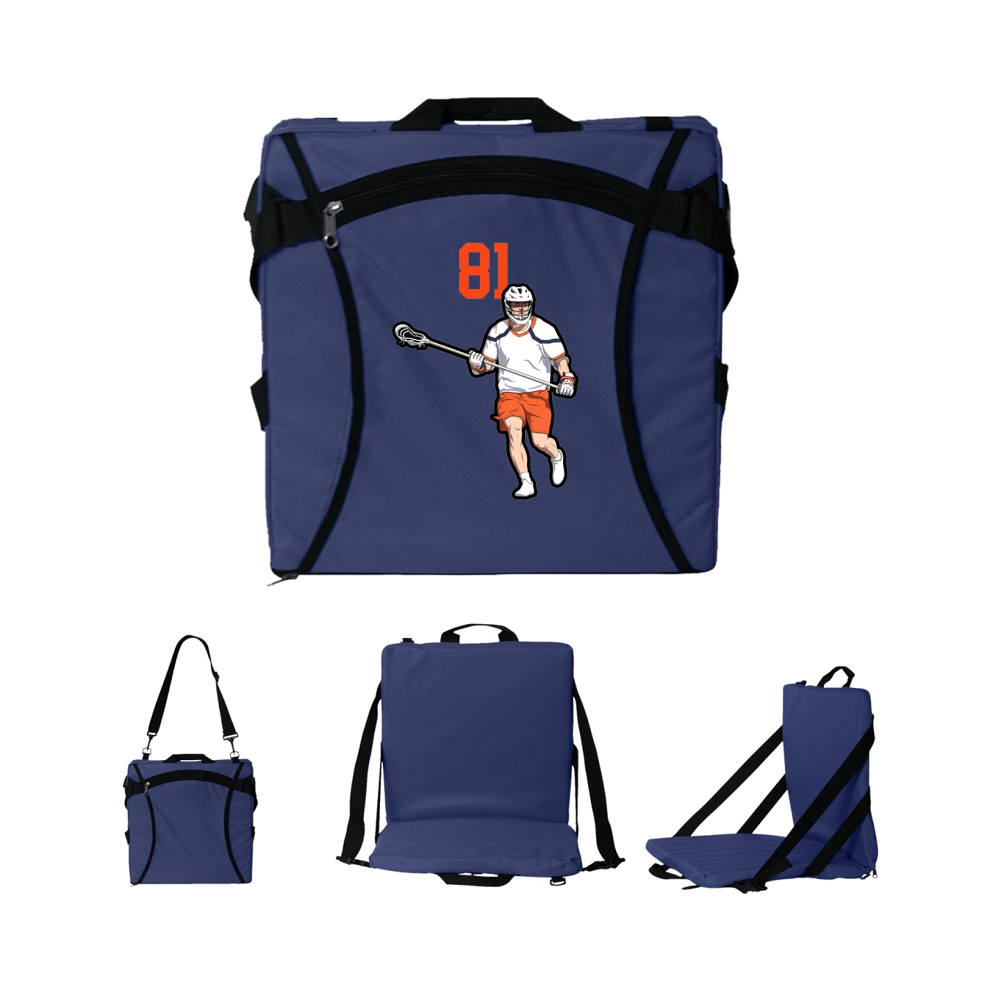 Folding Stadium Seat — Number Top in Navy