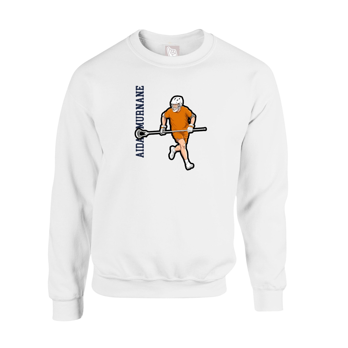 Fleece Crew — Name Vertical in White