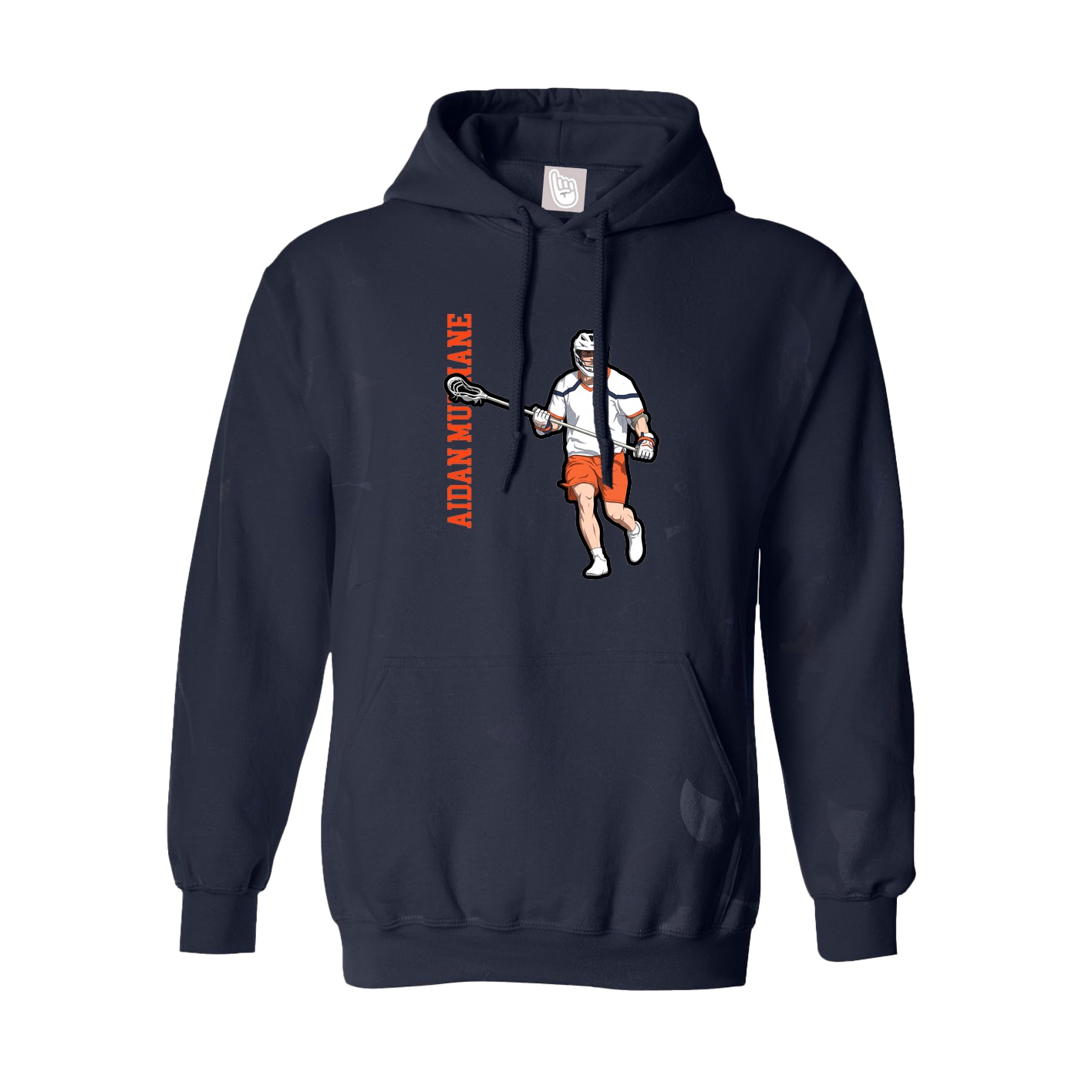 Hoodie — Name Vertical in Navy