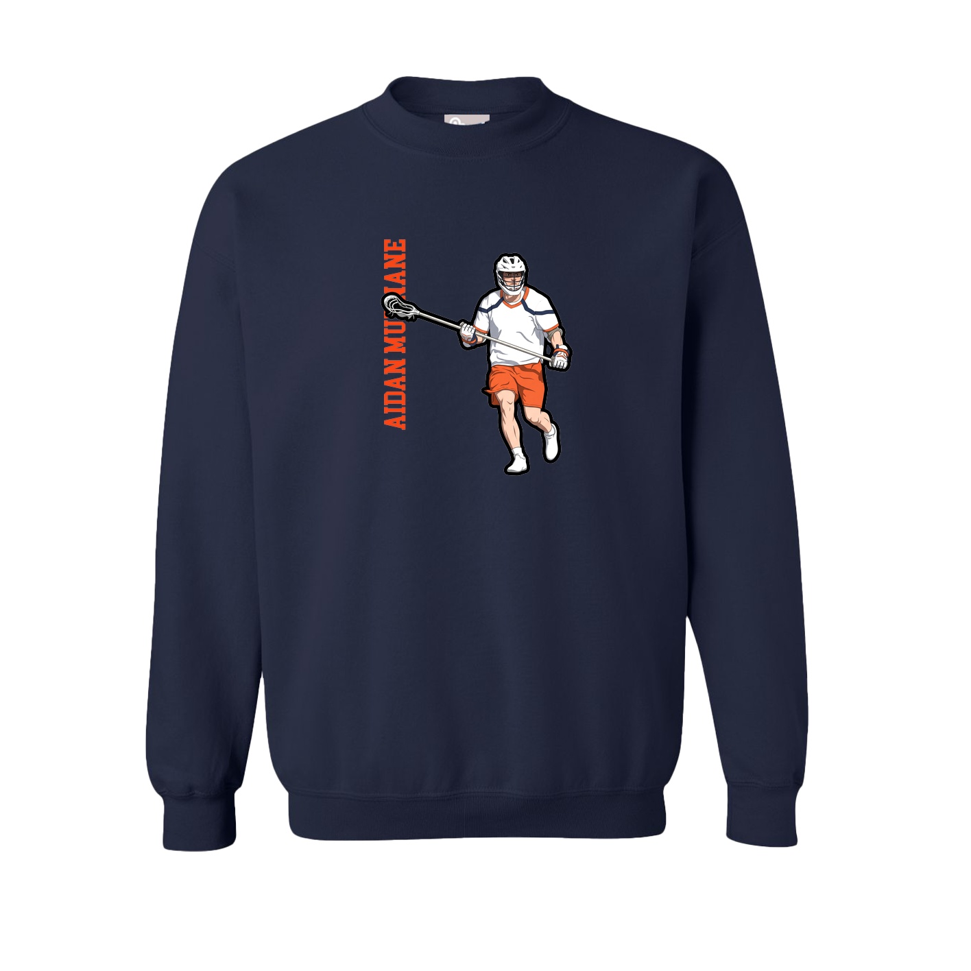 Fleece Crew — Name Vertical in Navy