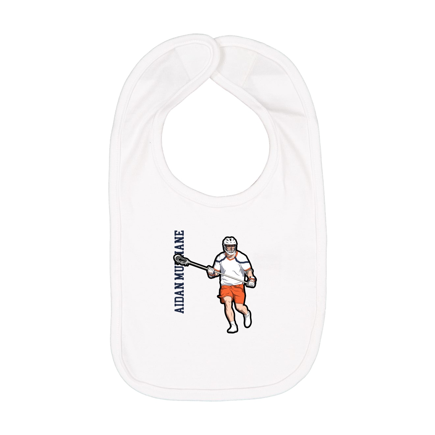 Infant Bib — Name Vertical in White
