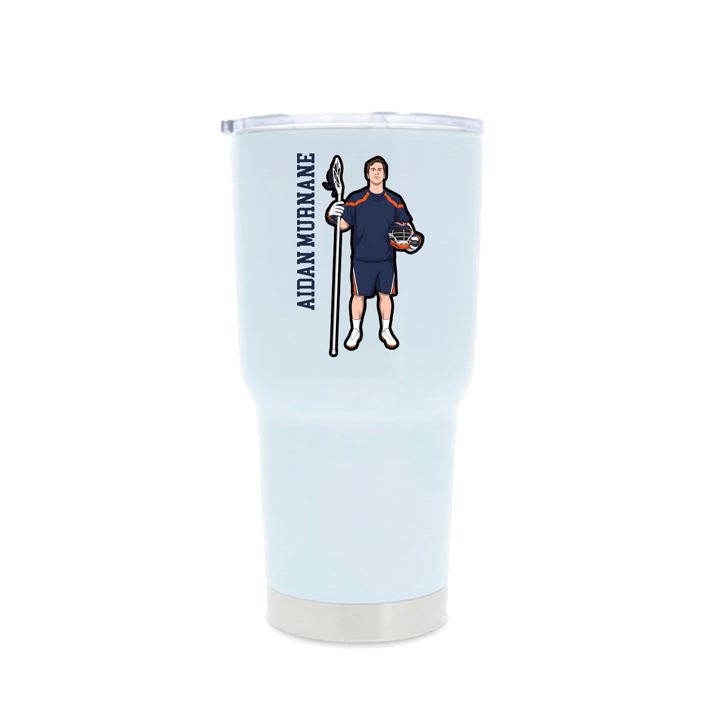 30oz Stainless Steel Tumbler — Name Vertical in White