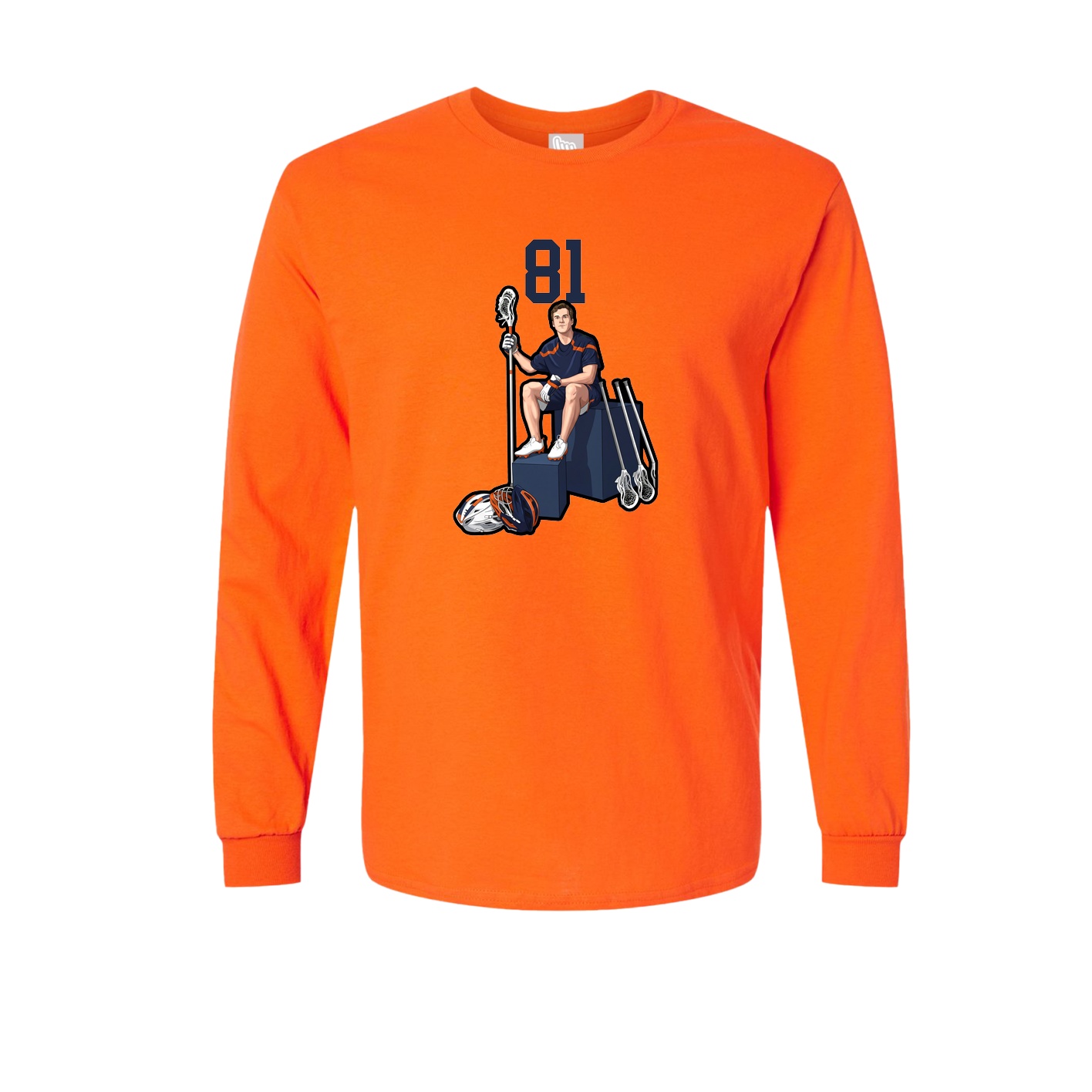 Long Sleeve Tee — Number Top in Orange