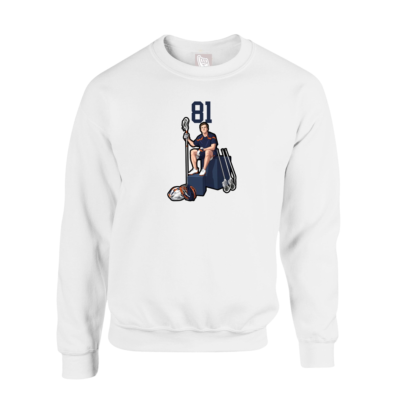Fleece Crew — Number Top in White
