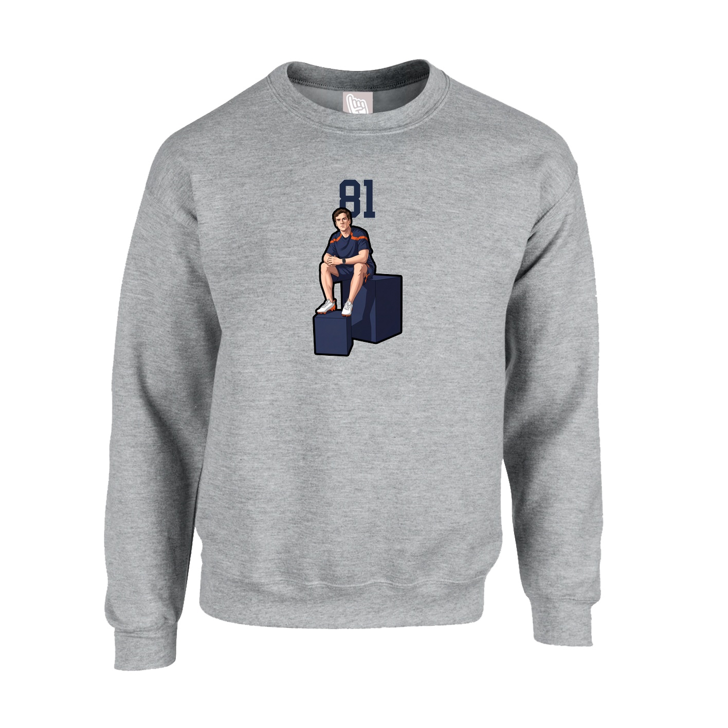 Fleece Crew — Number Top in Grey